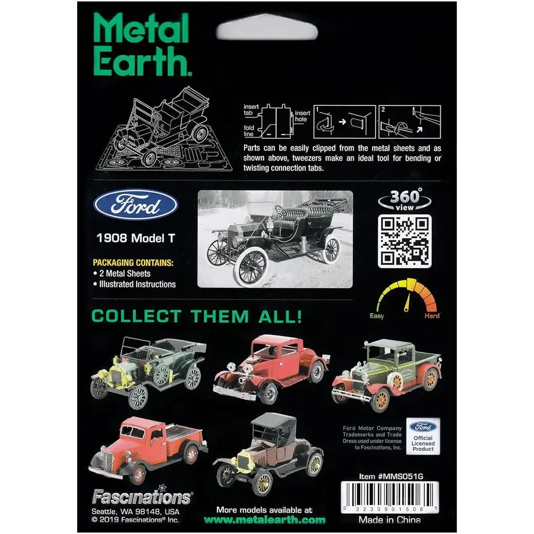 1908 Ford Model T Car Figure Model Kit (1:37 Scale, Steel, Moderate Difficulty) - Fascinations - Metal Earth Series - Image 3