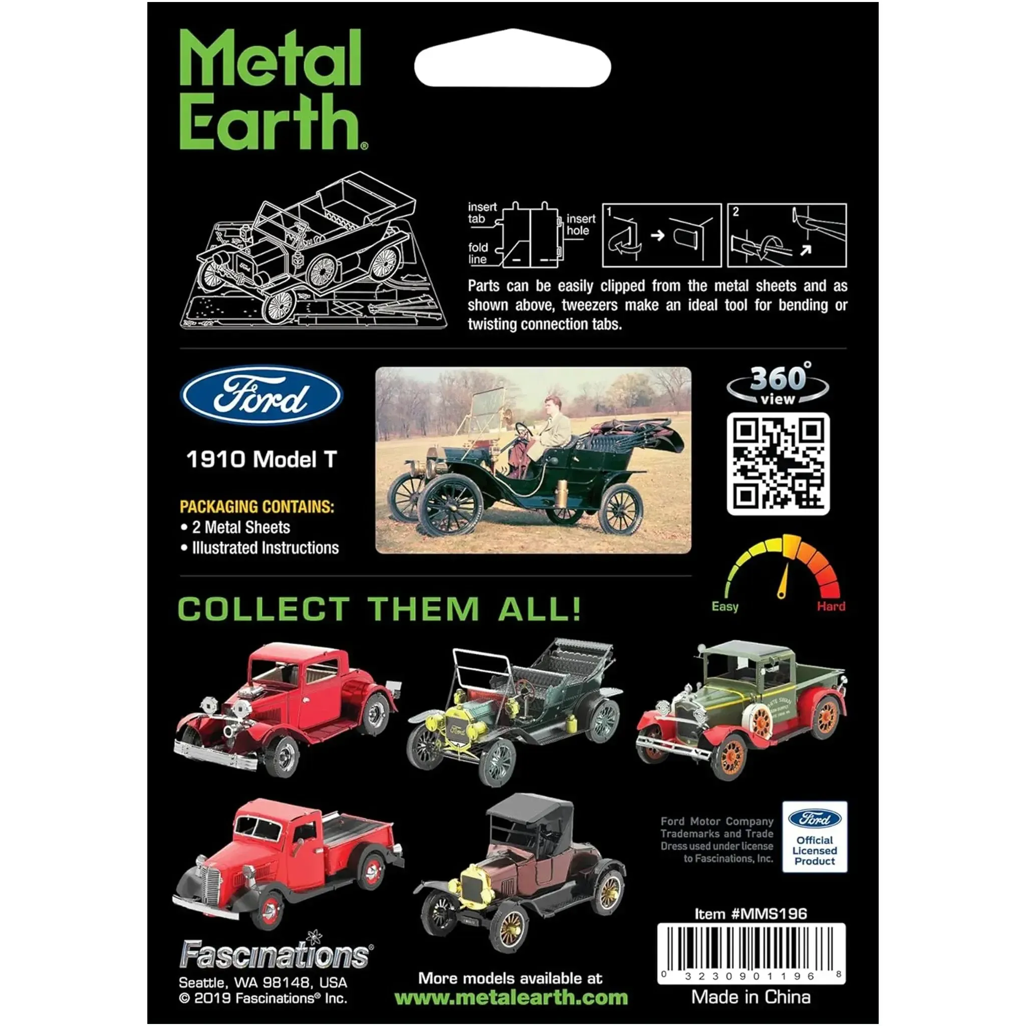 1910 Ford Model T Car Figure Model Kit (1:39 Scale, Steel, Moderate Difficulty) - Fascinations - Metal Earth Series - (2019) - Image 3