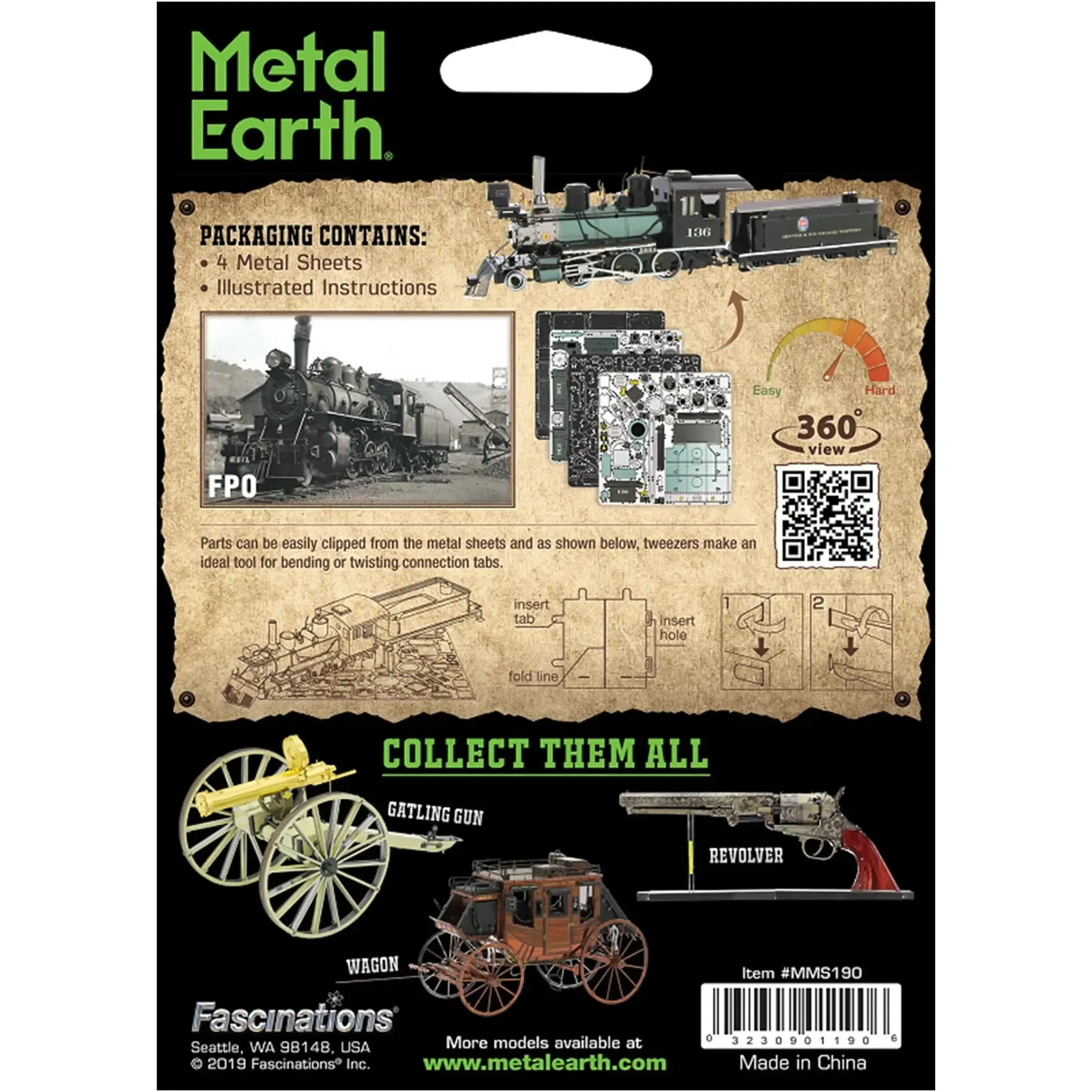 2-6-0 Locomotive Figure Model Kit (Steel, Hard Difficulty) - Fascinations - Metal Earth Series - (2023) - Image 3