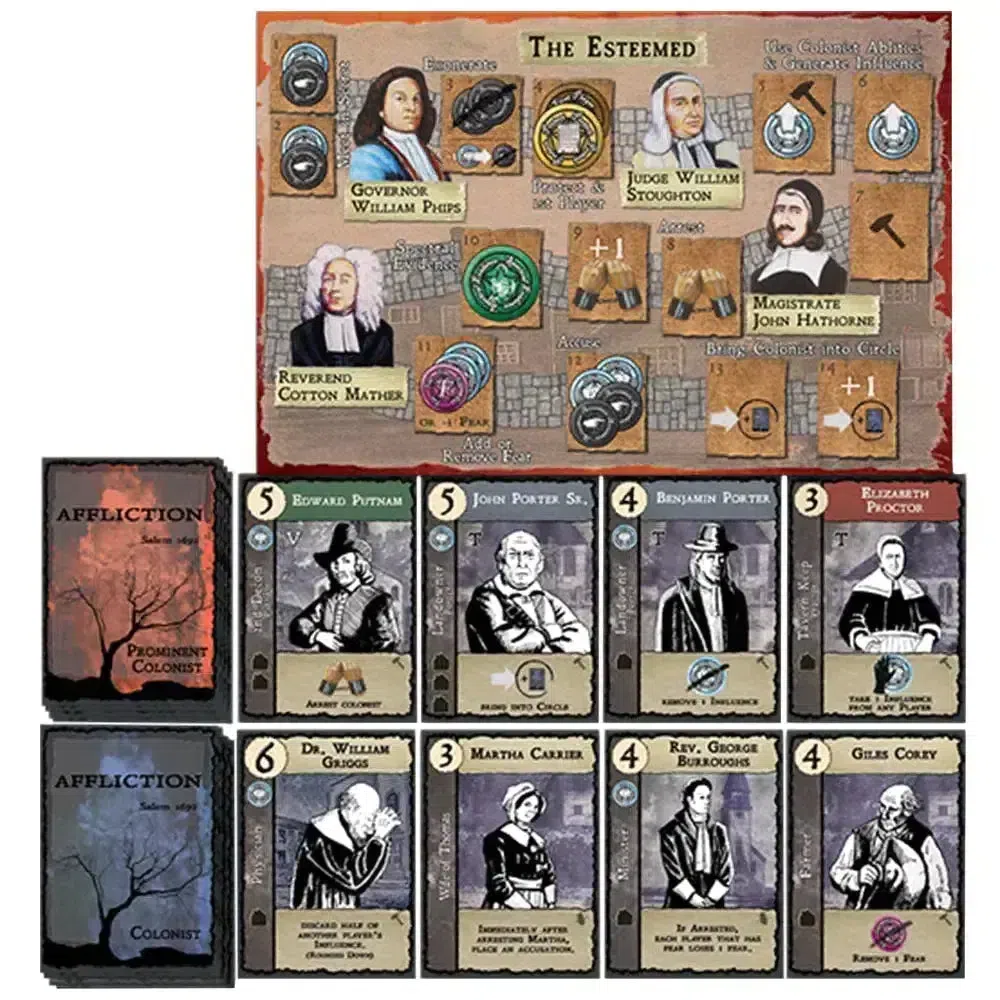 Affliction Salem 1692 - Worker Placement Historical Board Game for Family, and Adults (2-4 Players, Ages 12+) - DPH Games - Image 4