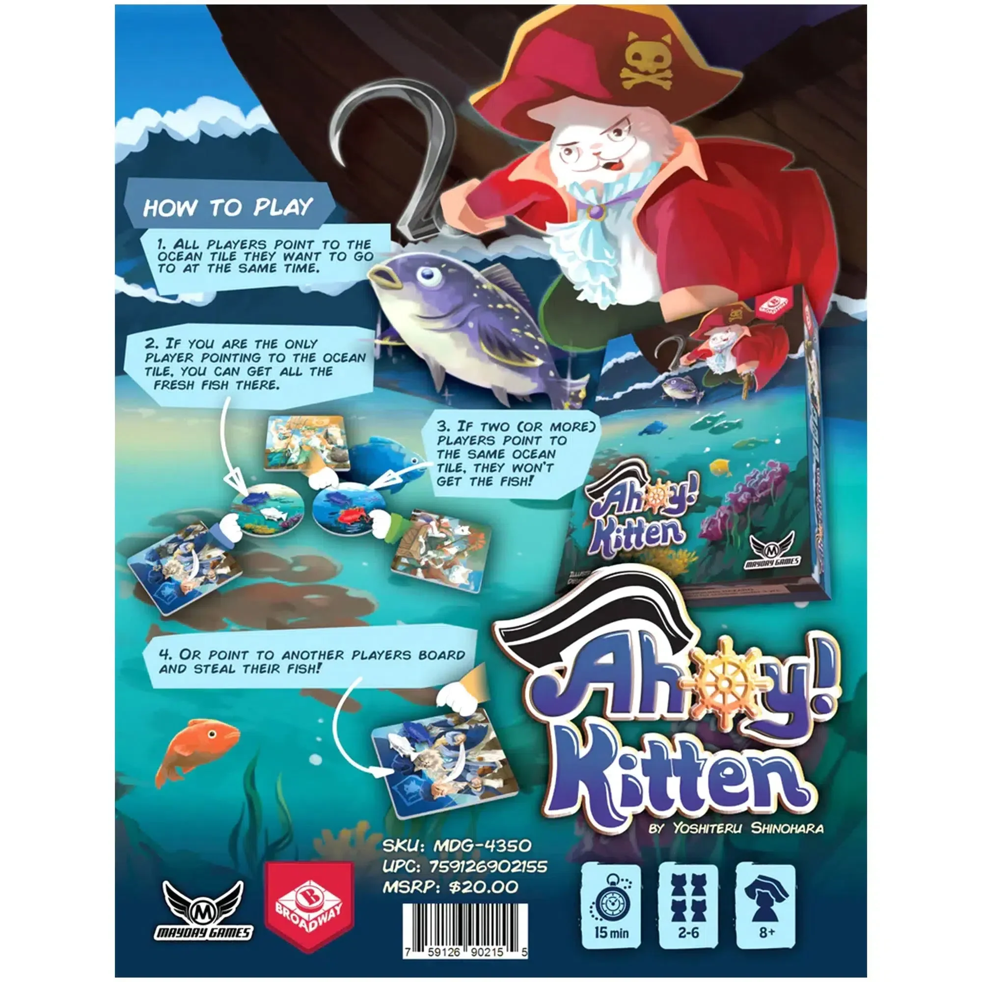 Ahoy! Kitten - Bluffing Pirates Board Game for Family, Adults, and Children (2-6 Players, Ages 8+) - Mayday Games - Image 3