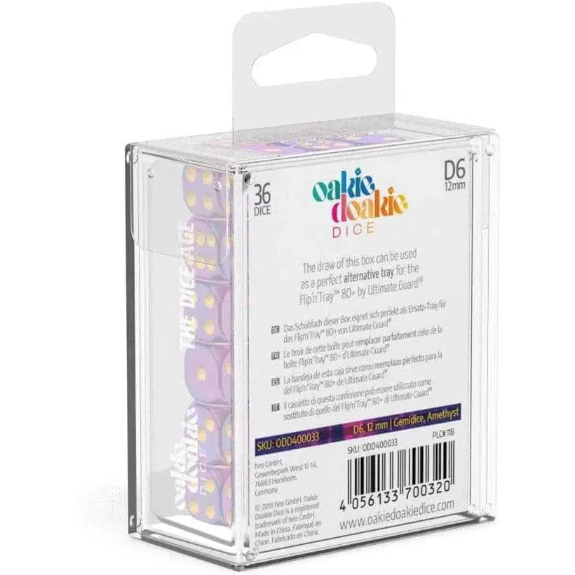Amethyst D6 Dice Set (36 Dice, 12mm, Purple & Blue) - Oakie Doakie Dice - Image 3