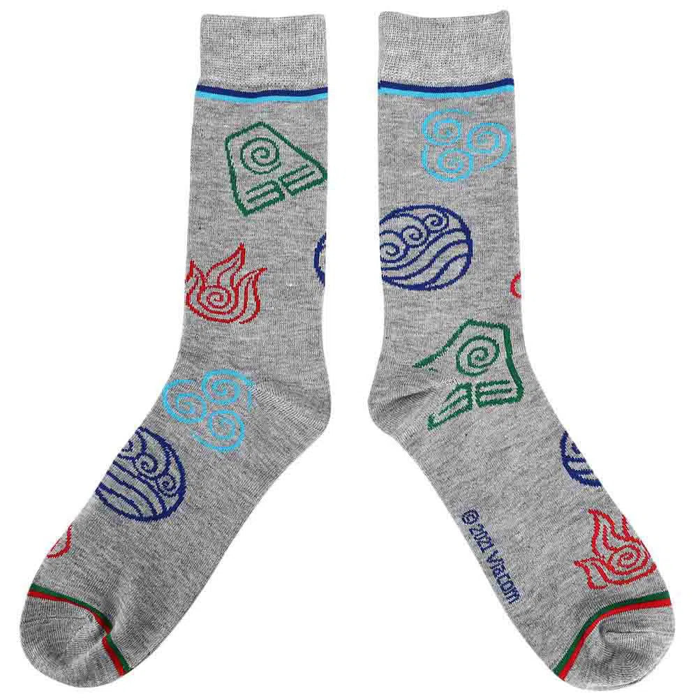 Avatar: The Last Airbender - Aang & Bending Symbols Crew Socks (5 Pairs) - Bioworld - Image 3