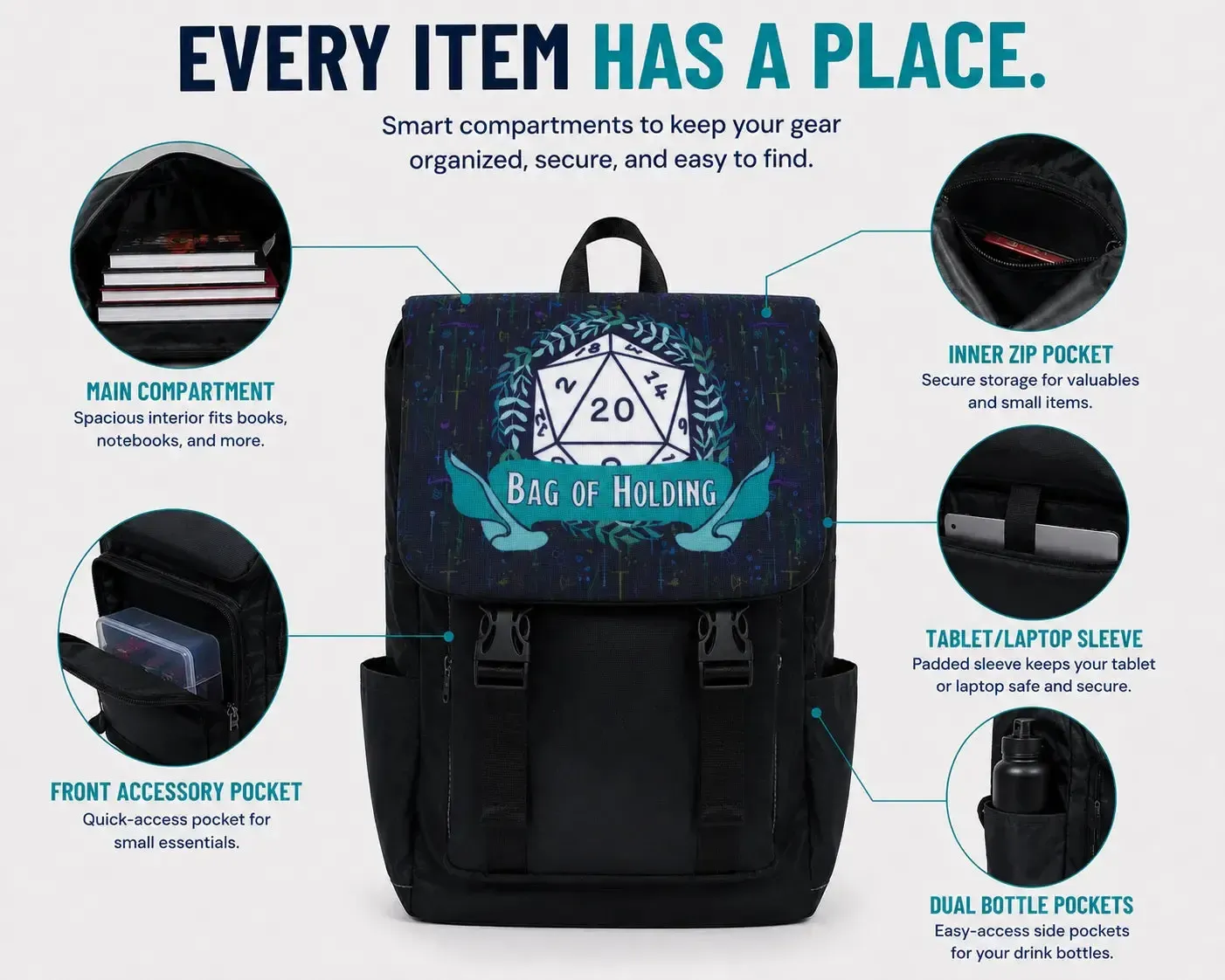 Bag of Holding Laptop Backpack for Tabletop Gamers - Adventurer's Forge - Image 3