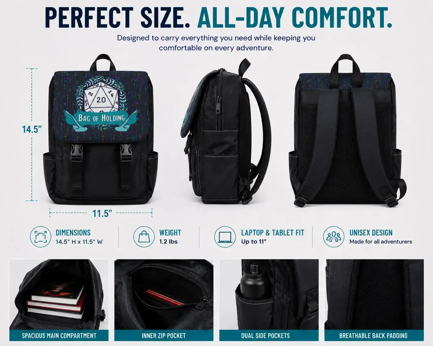 Bag of Holding Laptop Backpack for Tabletop Gamers - Adventurer's Forge - Image 6