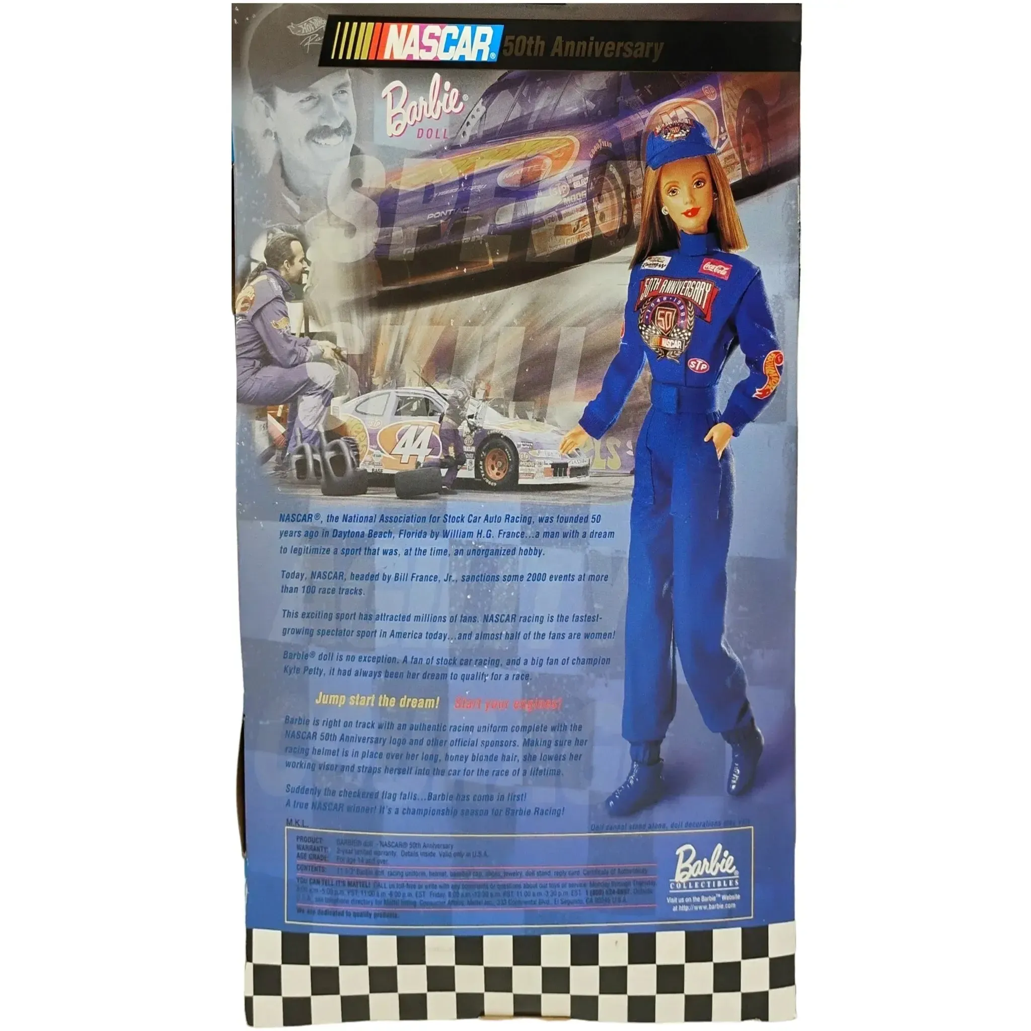 Barbie [NASCAR] - Race Car Driver Barbie Doll (11.5", Collector Edition) - Mattel - Barbie Collectibles Series, NASCAR 50th Annivesary Edition - (1998) - Image 2