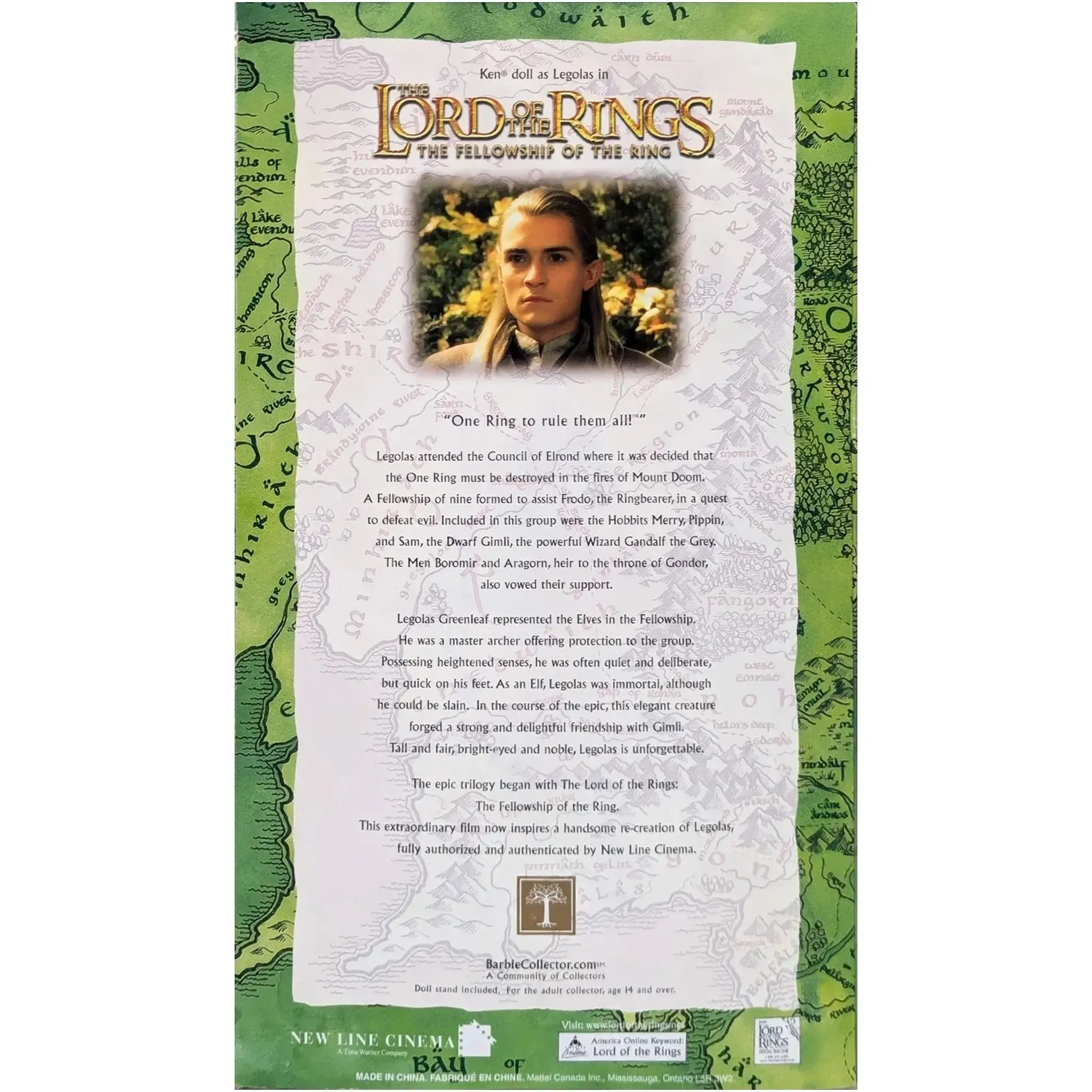 Barbie [The Lord of the Rings: The Fellowship of the Ring] - Ken as Legolas Doll Figure - Mattel - Barbie Collector Series (2004) - Image 2