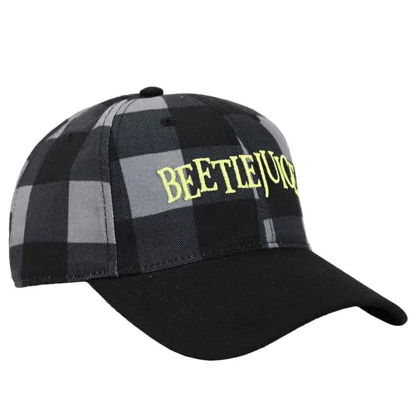 Beetlejuice - Plaid Embroidered Hat (Black / Gray) - Bioworld - Image 3