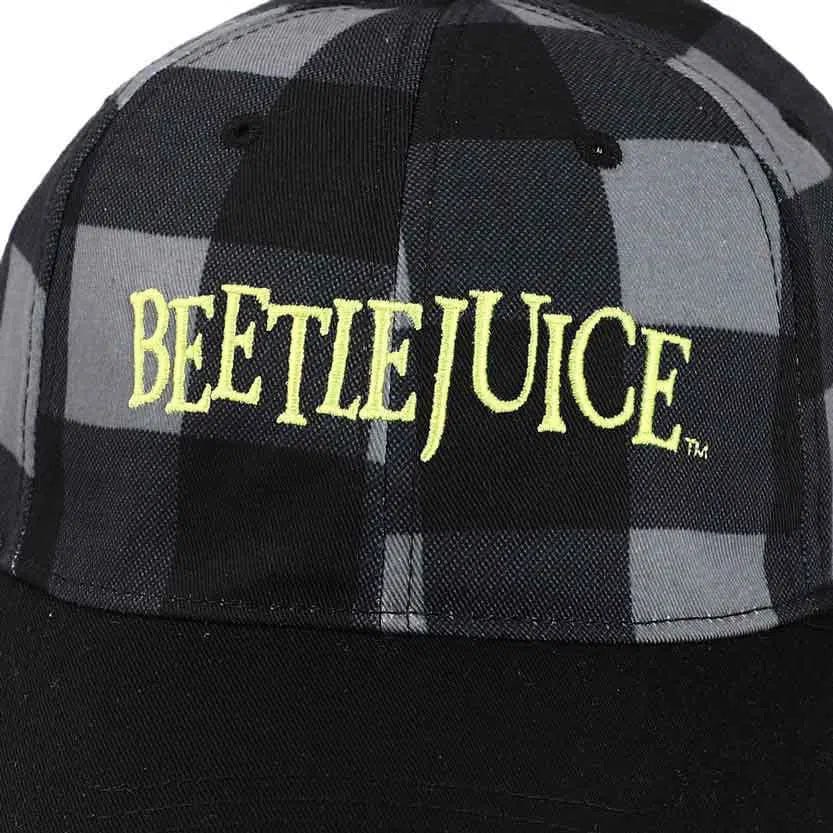 Beetlejuice - Plaid Embroidered Hat (Black / Gray) - Bioworld - Image 5