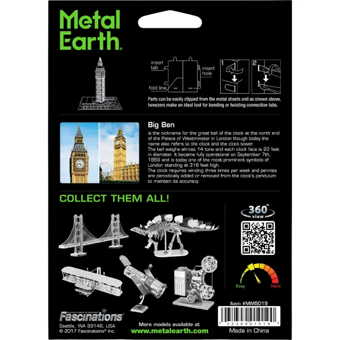 Big Ben Tower Figure Model Kit (Steel, Moderate Difficulty) - Fascinations - Metal Earth Series - Image 3
