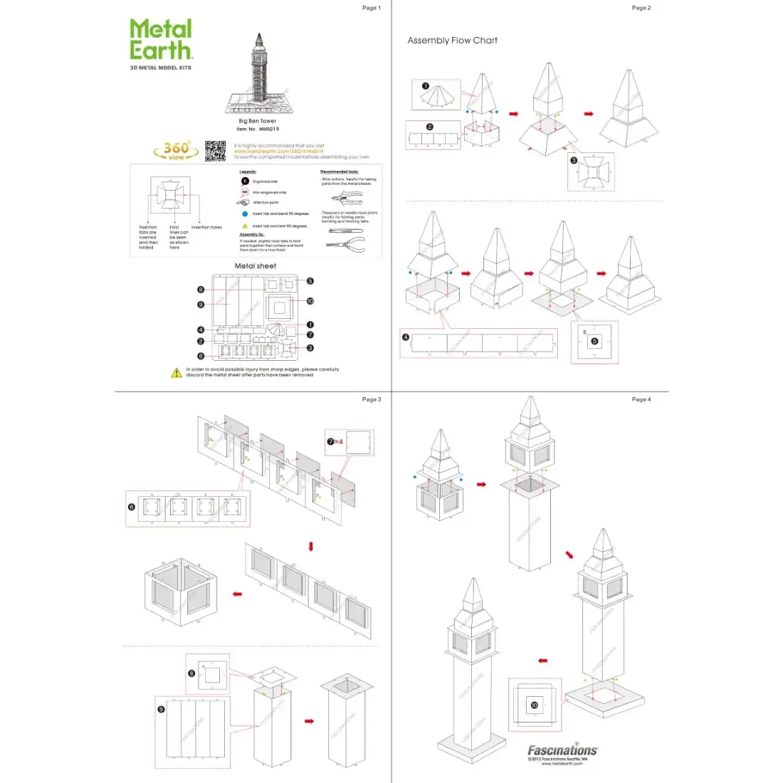 Big Ben Tower Figure Model Kit (Steel, Moderate Difficulty) - Fascinations - Metal Earth Series - Image 9