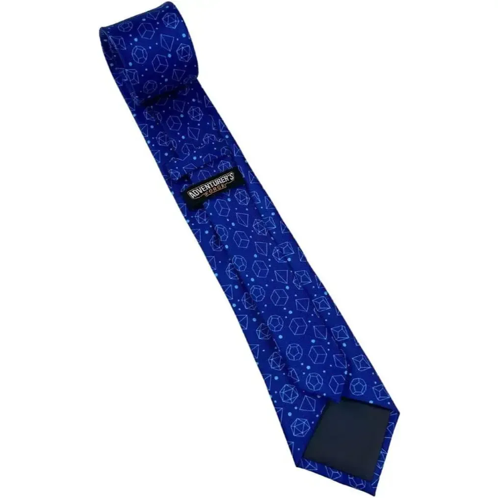 Blue Dice Pattern Premium Necktie (Handmade, 100% Silk) - Adventurer's Forge - Image 8