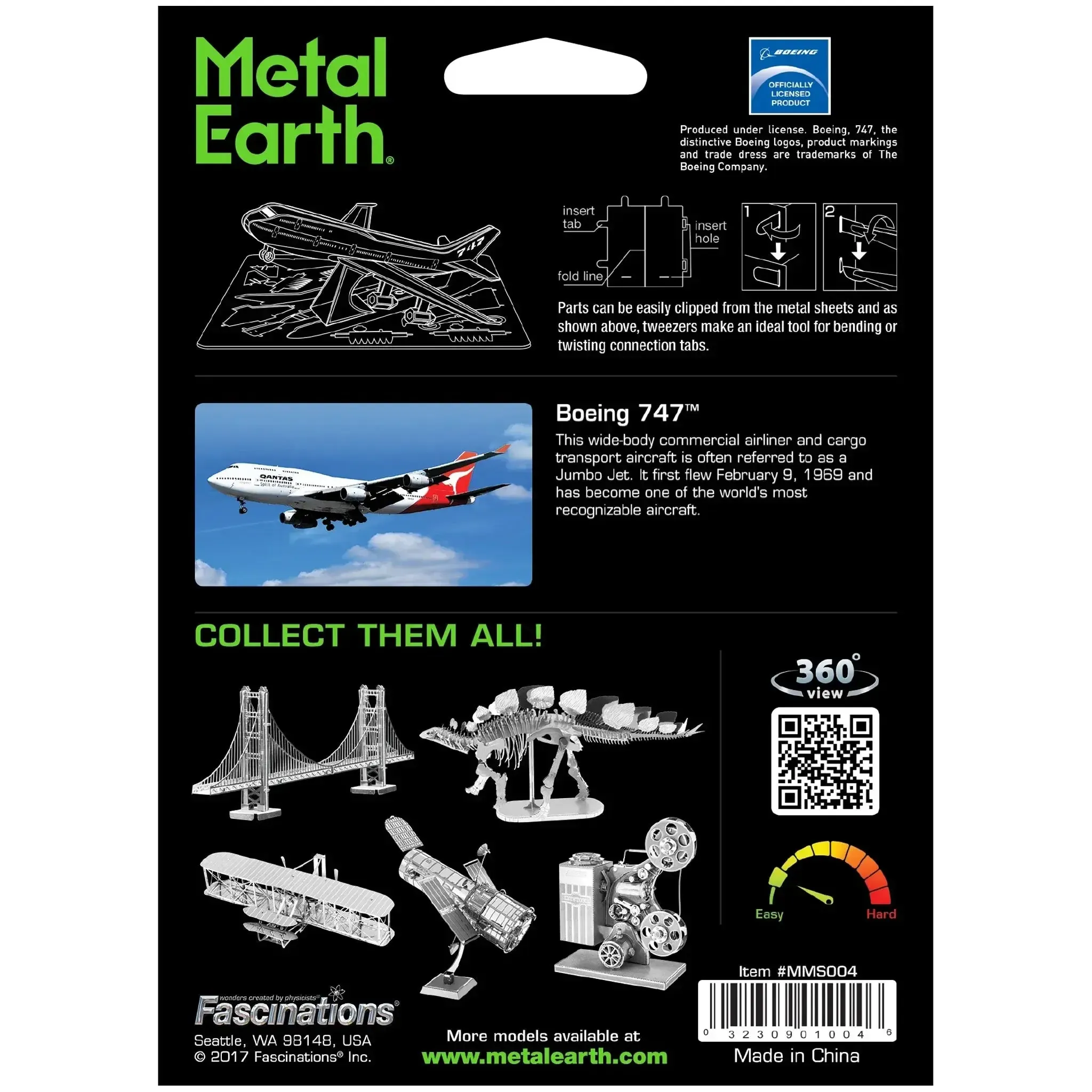 Boeing 747 Jumbo Jet Airliner Figure Model Kit (Steel, Easy Difficulty) - Fascinations - Metal Earth Series - (2024) - Image 3