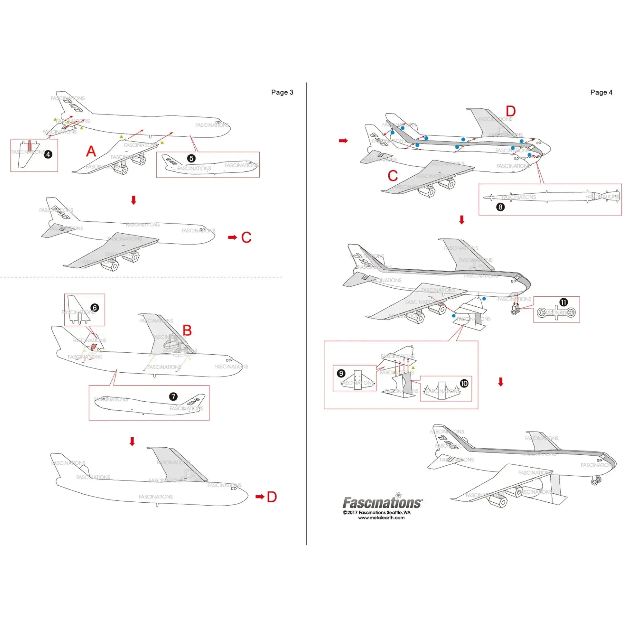 Boeing 747 Jumbo Jet Airliner Figure Model Kit (Steel, Easy Difficulty) - Fascinations - Metal Earth Series - (2024) - Image 6