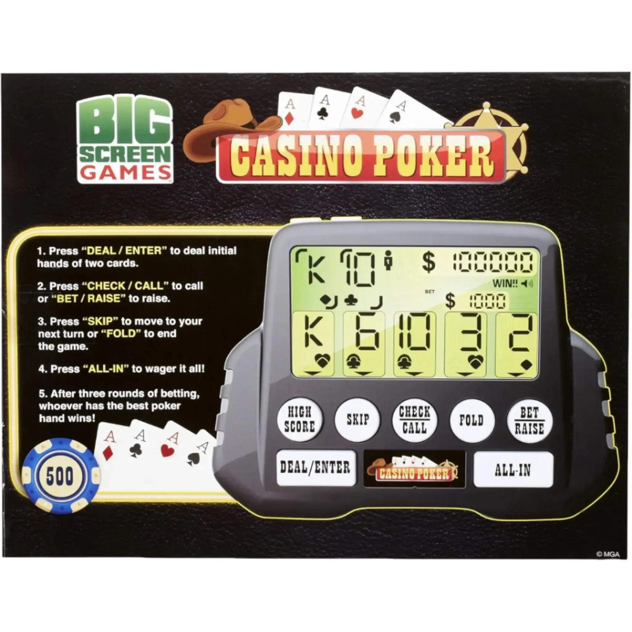 Casino Poker - Electronic Handheld Game - Big Screen Games - (2017) - Image 3