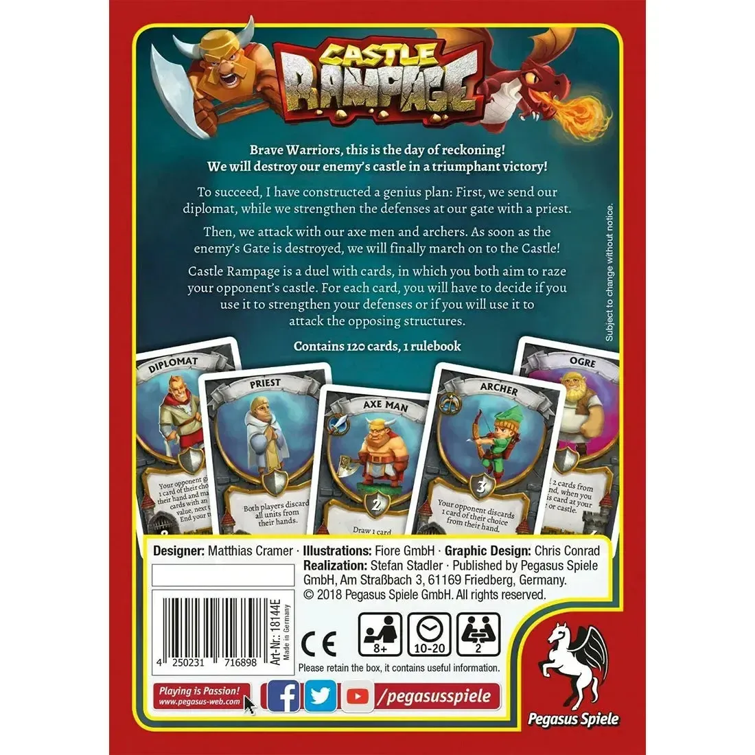 Castle Rampage - Strategy War Card Game for Family, and Adults (2 Players, Ages 8+) - Pegasus Spiele - Image 2