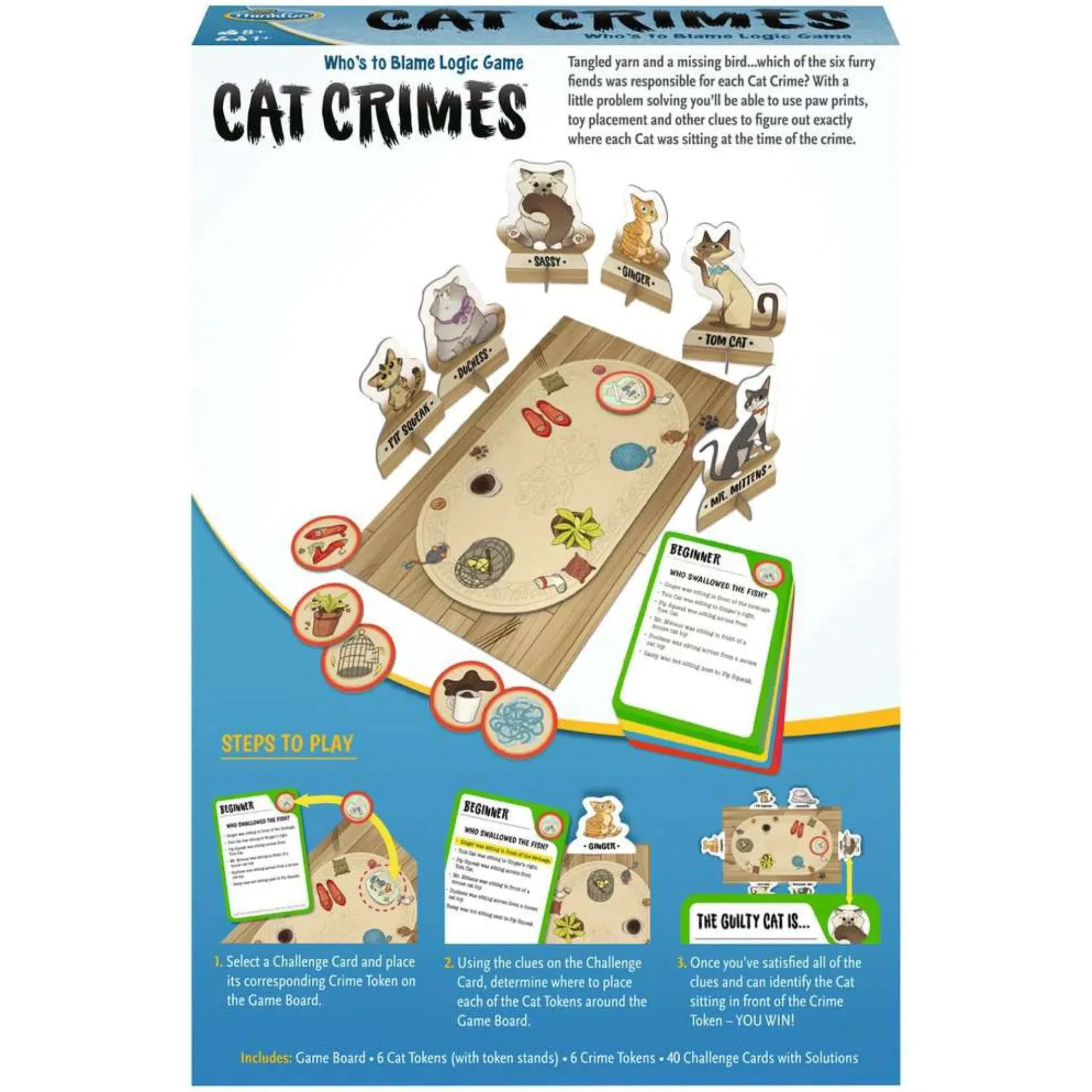 Cat Crimes "Who's to Blame Logic Game" Board Game - ThinkFun - Image 4