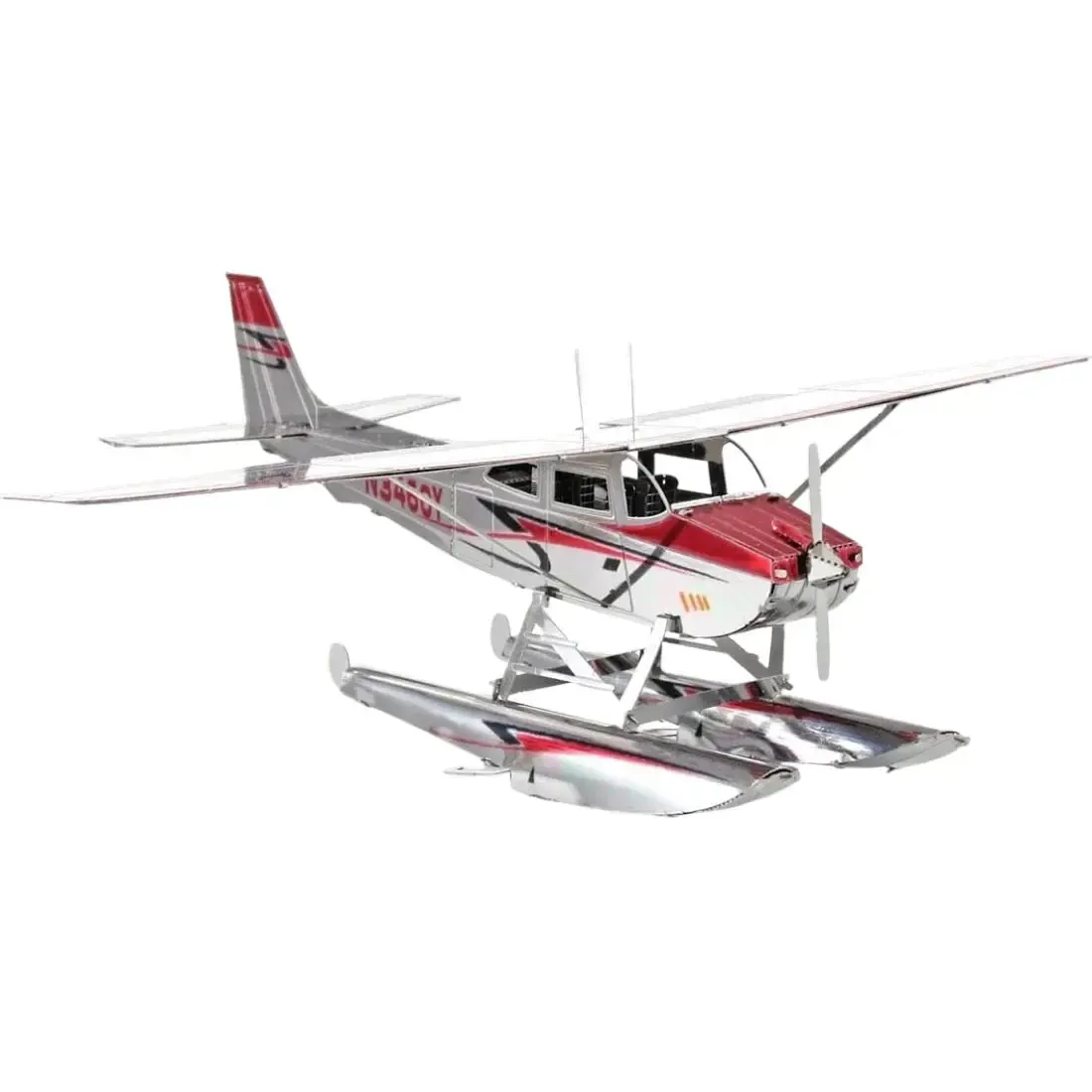 Cessna 182 Floatplane Plane Figure Model Kit (Steel, Moderate Difficulty) - Fascinations - Metal Earth Series - Image 2