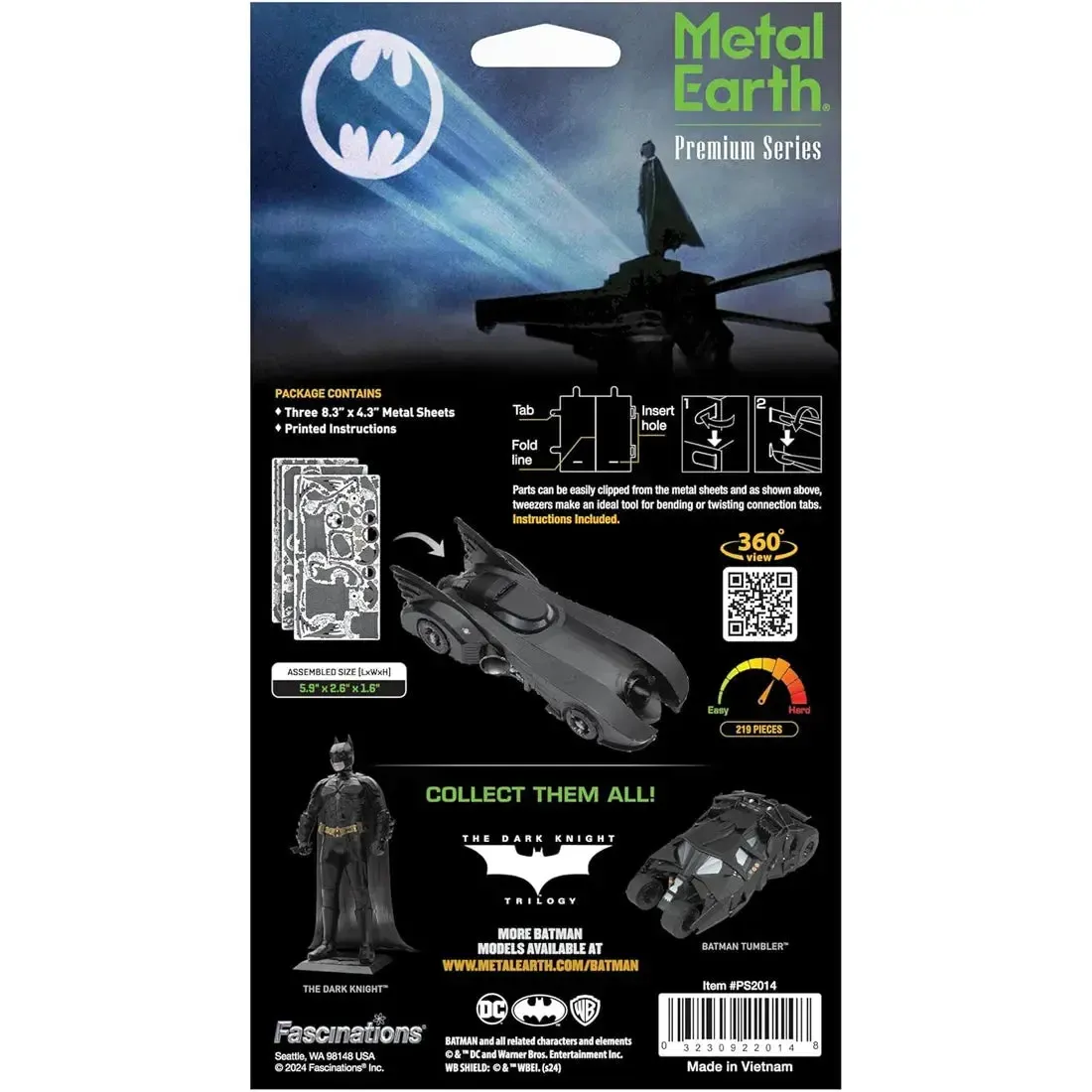 DC Comics [Batman] - Batmobile Car Figure Model Kit (Steel, Challenging Difficulty) - Fascinations - Metal Earth Premium Series - Image 3