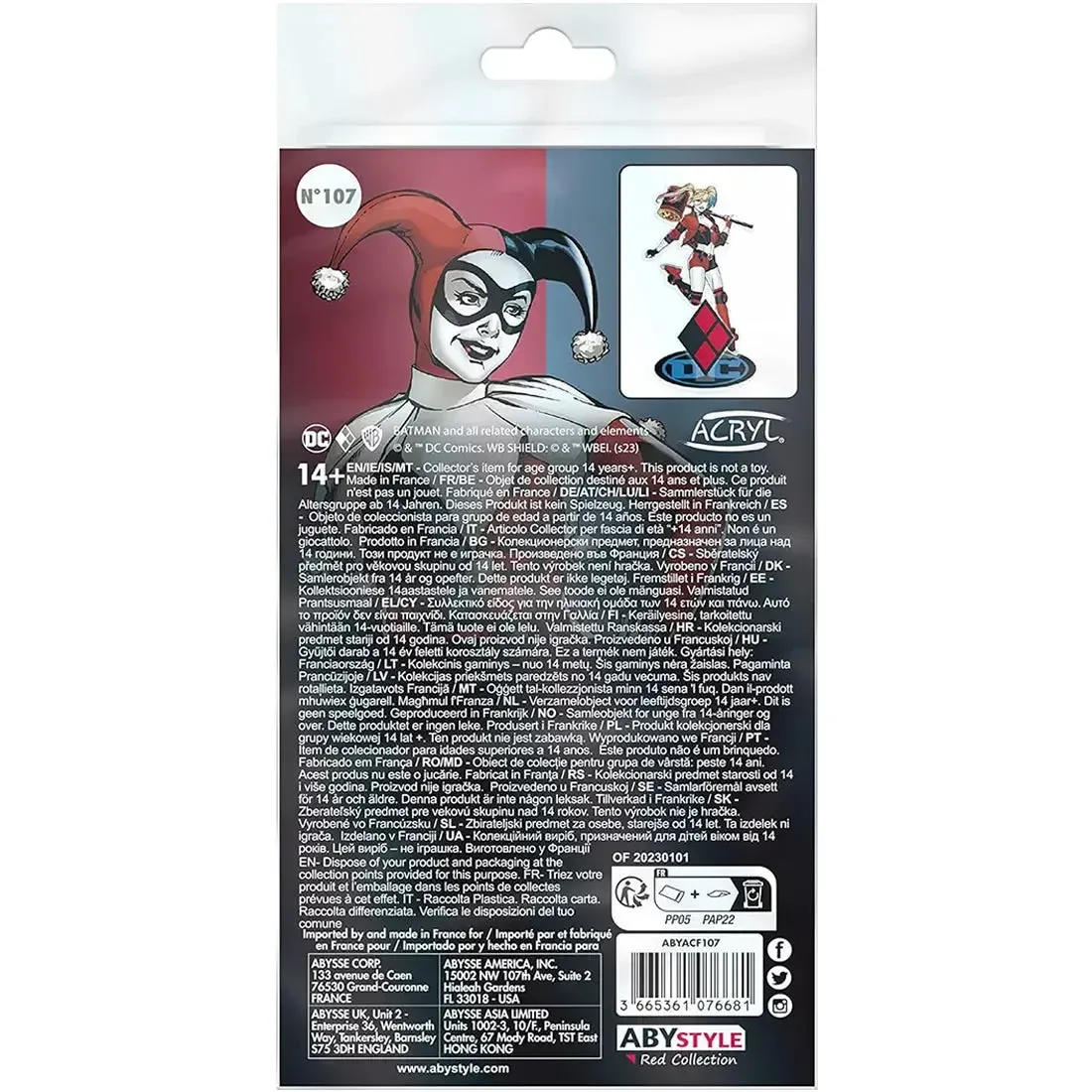 DC Comics [Batman] - Harley Quinn with Hammer Standee Figure (4.25" Acrylic) - ABYstyle - Acryl Series - Image 3