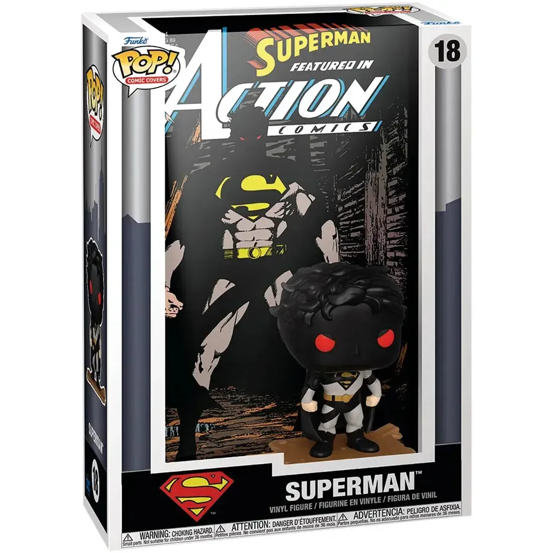 DC Comics [Superman] - Dark Shadowy Superman Figure with Action Comics #644 Art Backdrop (4.1") - Funko - Pop! Comic Covers Series (18)