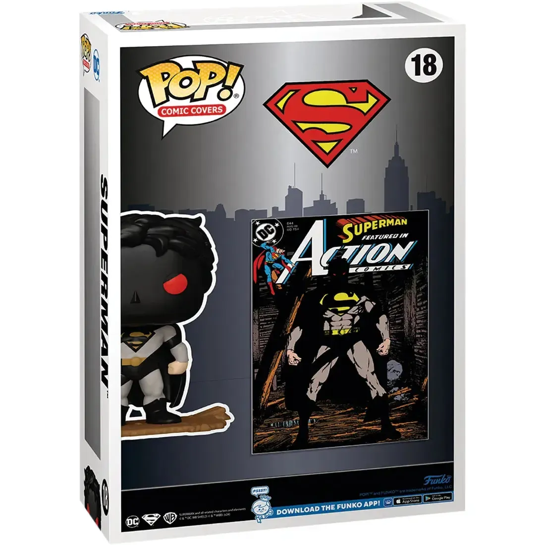 DC Comics [Superman] - Dark Shadowy Superman Figure with Action Comics #644 Art Backdrop (4.1") - Funko - Pop! Comic Covers Series (18) - Image 3