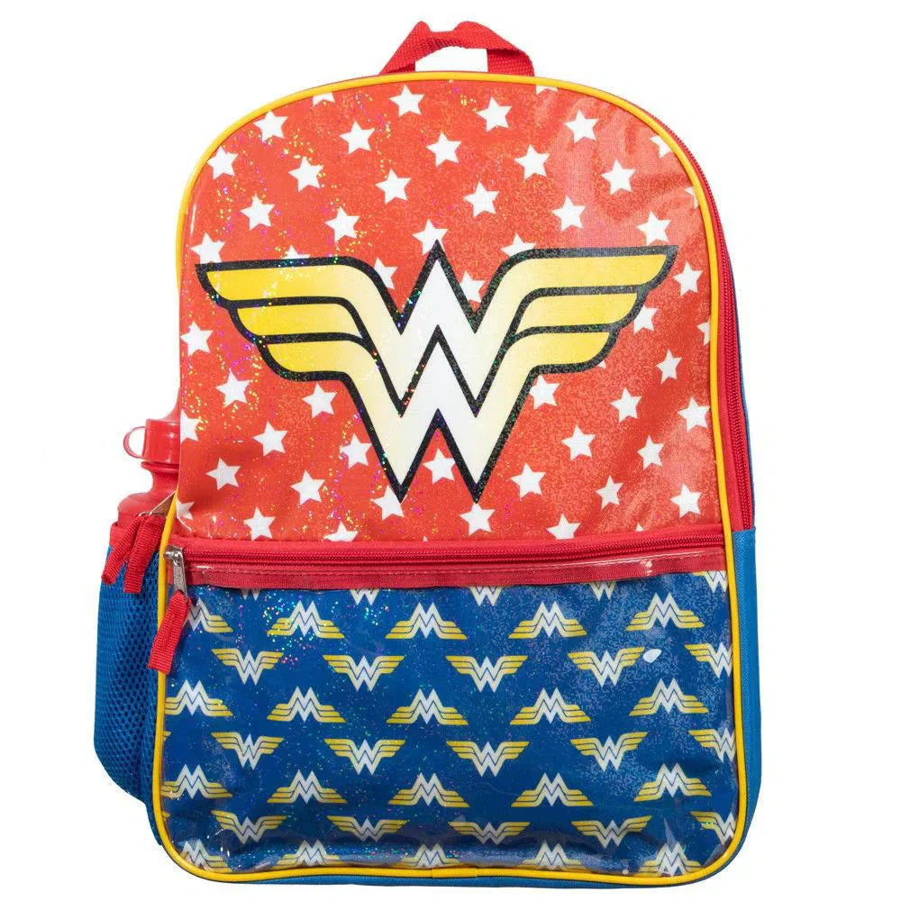 DC Comics: Wonder Woman - Back to School Set - Bioworld - Backpack, Lunchbox, Water Bottle, Zip Case, Ice Pack - Image 3