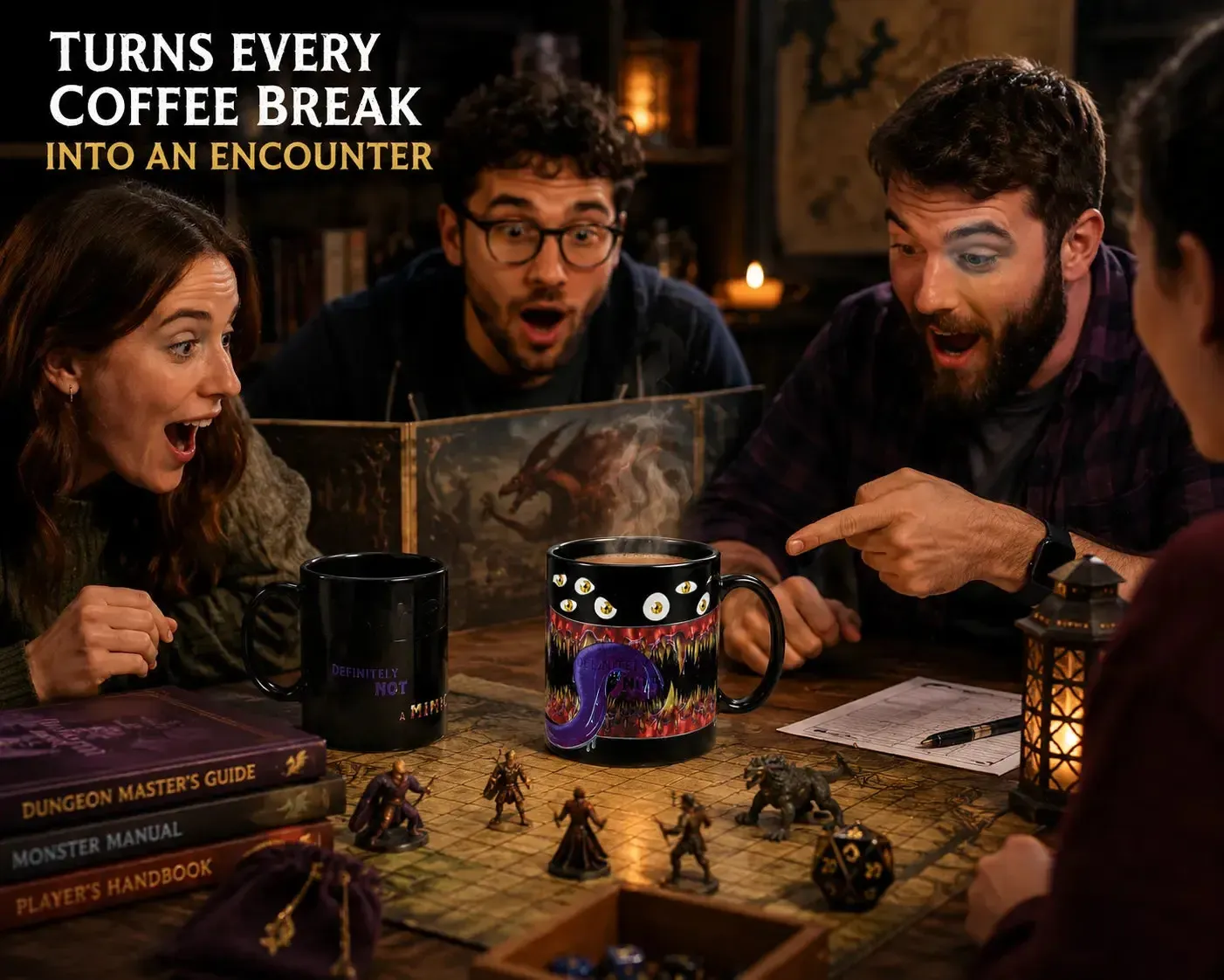 "Definetly Not A Mimic" Magic Heat-Change Mug for Tabletop Gamers, Dungeon Masters & Nerds (Ceramic, 11 oz.) - Adventurer's Forge - Image 4