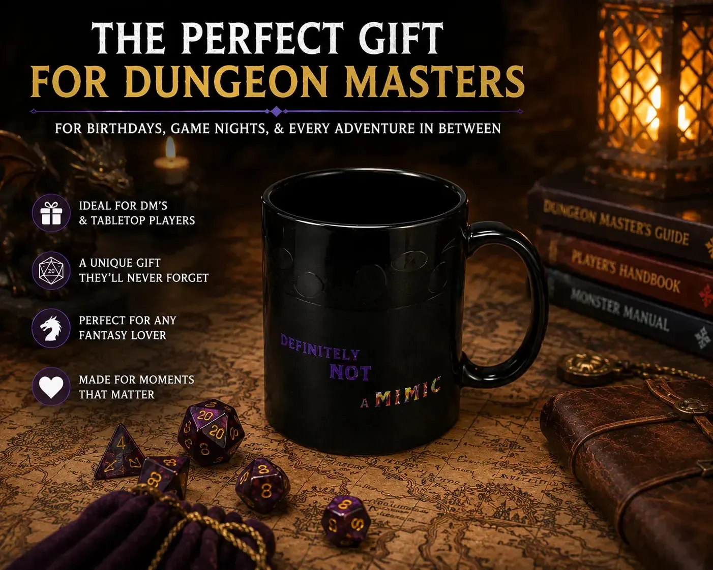 "Definetly Not A Mimic" Magic Heat-Change Mug for Tabletop Gamers, Dungeon Masters & Nerds (Ceramic, 11 oz.) - Adventurer's Forge - Image 5