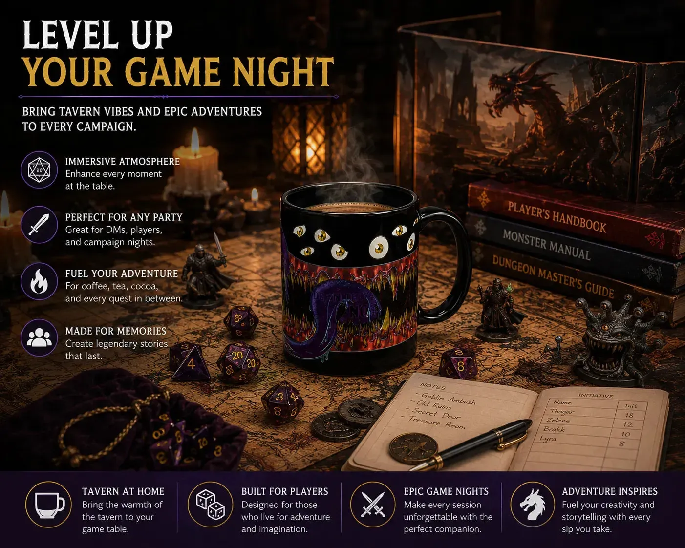 "Definetly Not A Mimic" Magic Heat-Change Mug for Tabletop Gamers, Dungeon Masters & Nerds (Ceramic, 11 oz.) - Adventurer's Forge - Image 9