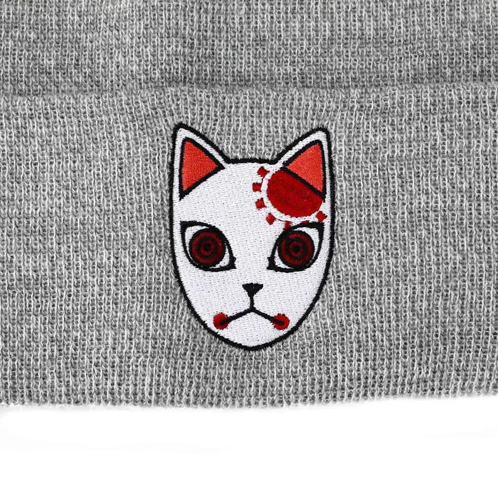 Demon Slayer - Fox Warding Mask Cuff Beanie Hat (Gray, Embroidered) - Bioworld - Image 3