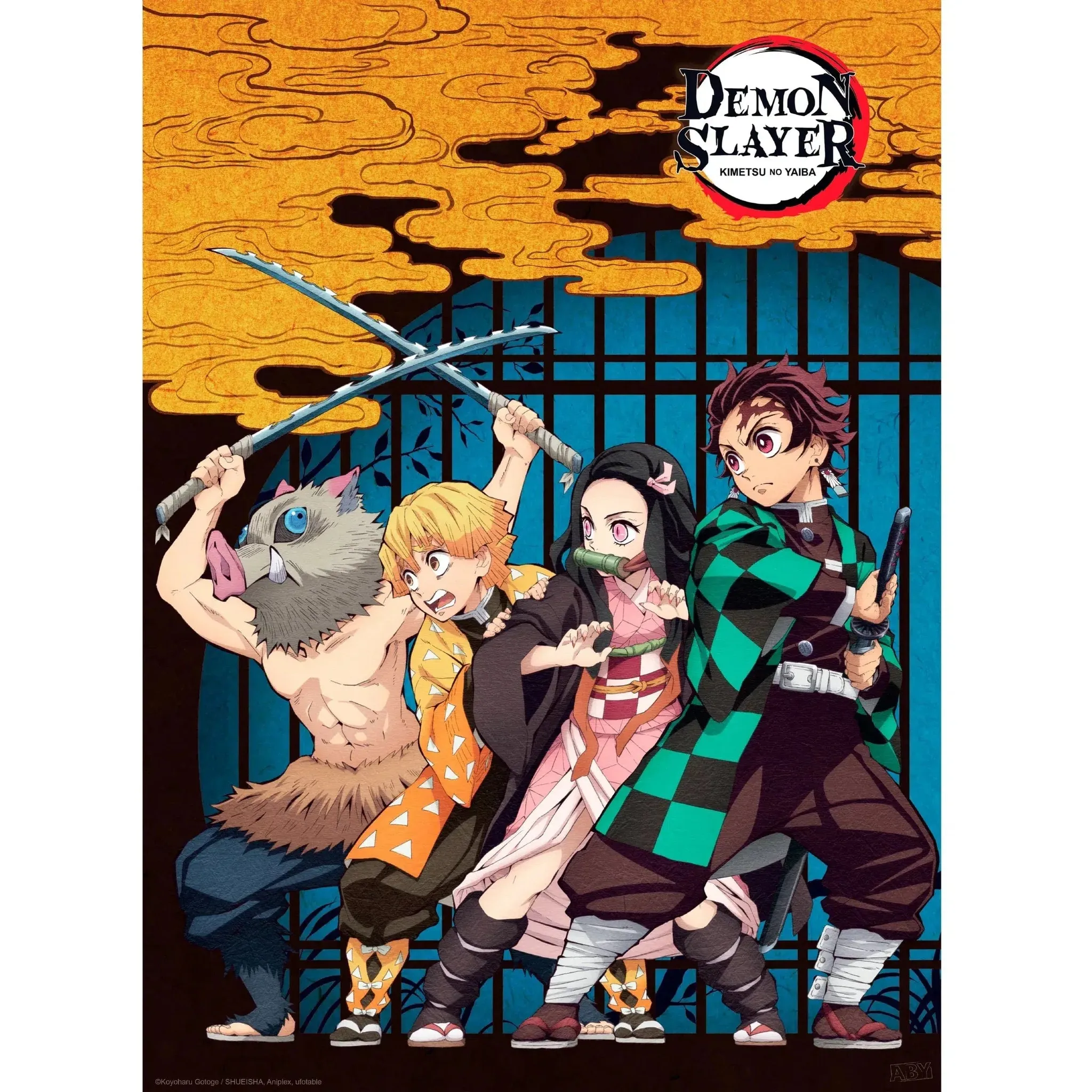 Demon Slayer - Tanjiro, Nezuko, Inosuke & Zenitsu Group Boxed Poster Set (20.5"x15") - ABYstyle - Image 3