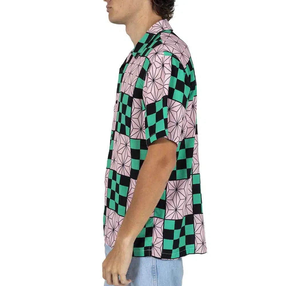Demon Slayer - Tanjiro & Nezuko Pattern Button Up Shirt - Bioworld - Image 3