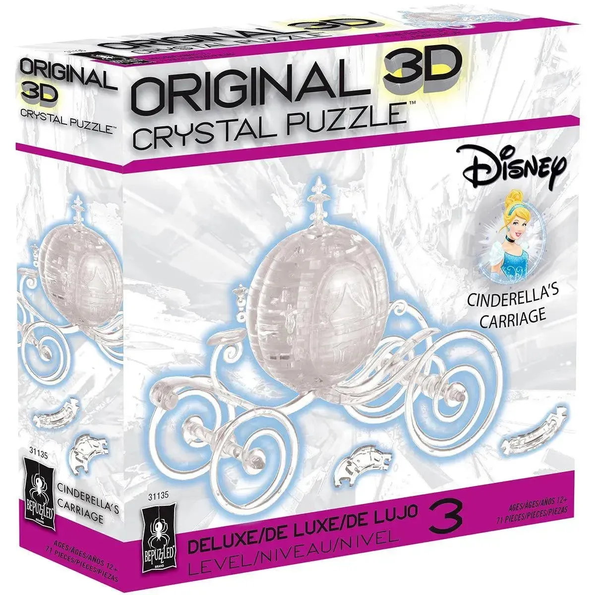 Disney [Cinderella] - Clear Cinderella's Carriage Figure 3D Crystal Puzzle (Translucent) - University Games - Bepuzzled Series