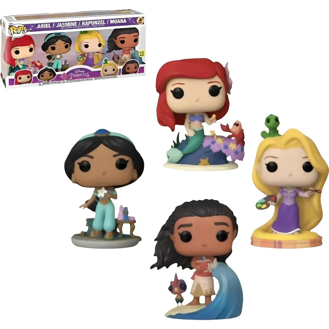 Disney Princess [Ultimate Princess Celebration] - 4-Pack Glow in the Dark Figure Set (Ariel, Jasmine, Rapunzel & Moana) - Funko - Pop! Disney Series - Image 2