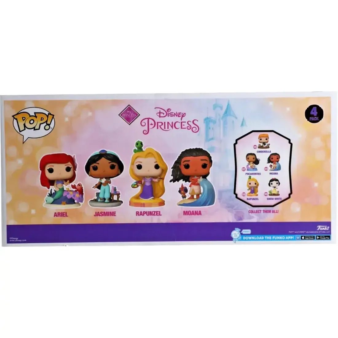 Disney Princess [Ultimate Princess Celebration] - 4-Pack Glow in the Dark Figure Set (Ariel, Jasmine, Rapunzel & Moana) - Funko - Pop! Disney Series - Image 3