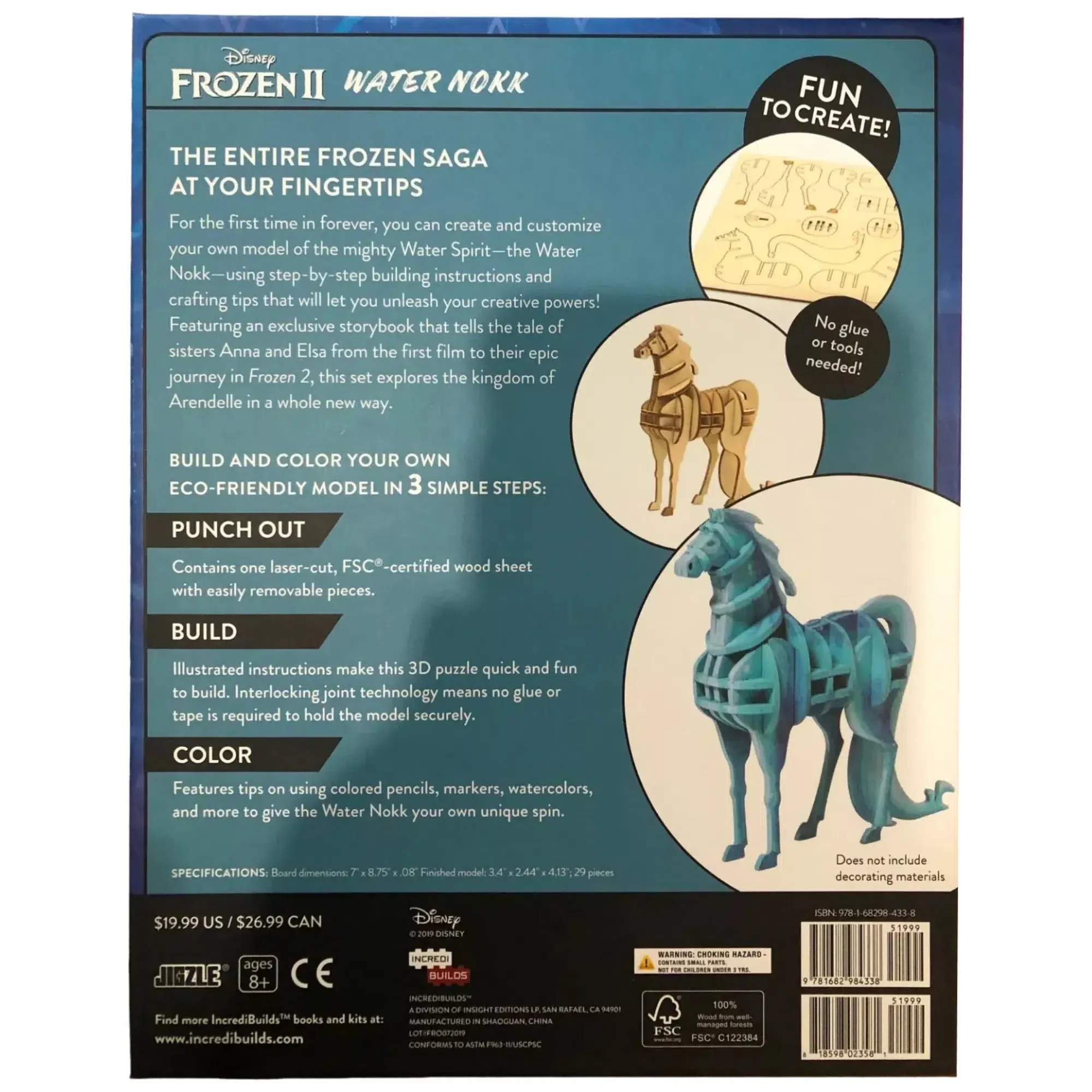 Disney's Frozen 2 -  Water Nokk 3D Wood Model Kit and Frozen 2 Storybook Set - Insight Editions - Incredibuilds Series - Image 3