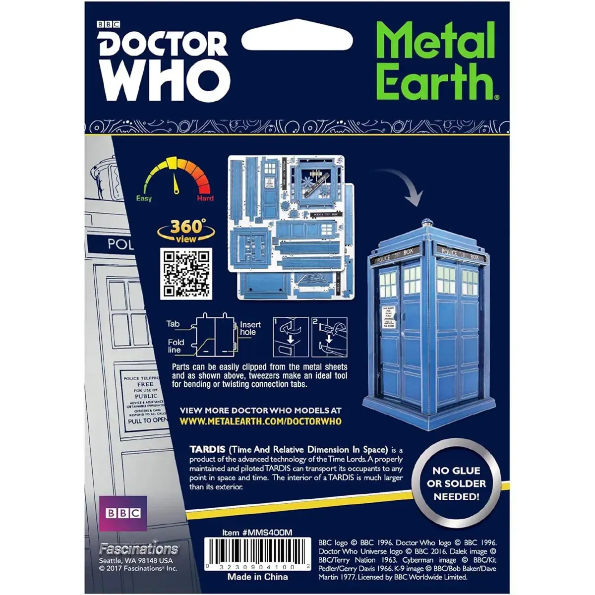 Doctor Who - Tardis Figure Model Kit (Steel, Moderate Difficulty) - Fascinations - Metal Earth Series - Image 3
