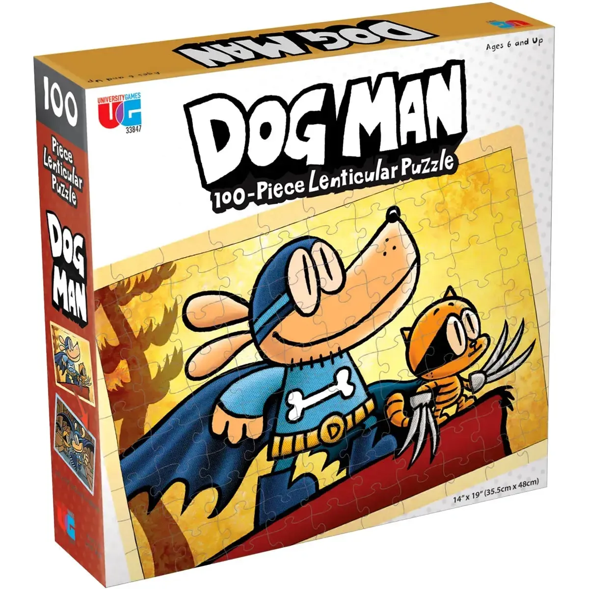 Dog Man & Li'l Petey Lenticular Jigsaw Puzzle (100 Pieces) - University Games