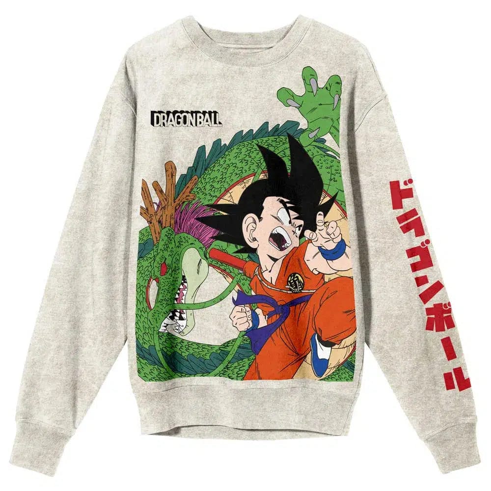 Dragon Ball - Goku & Shenron Oversized Print Sweatshirt (Tan, Unisex) - Bioworld