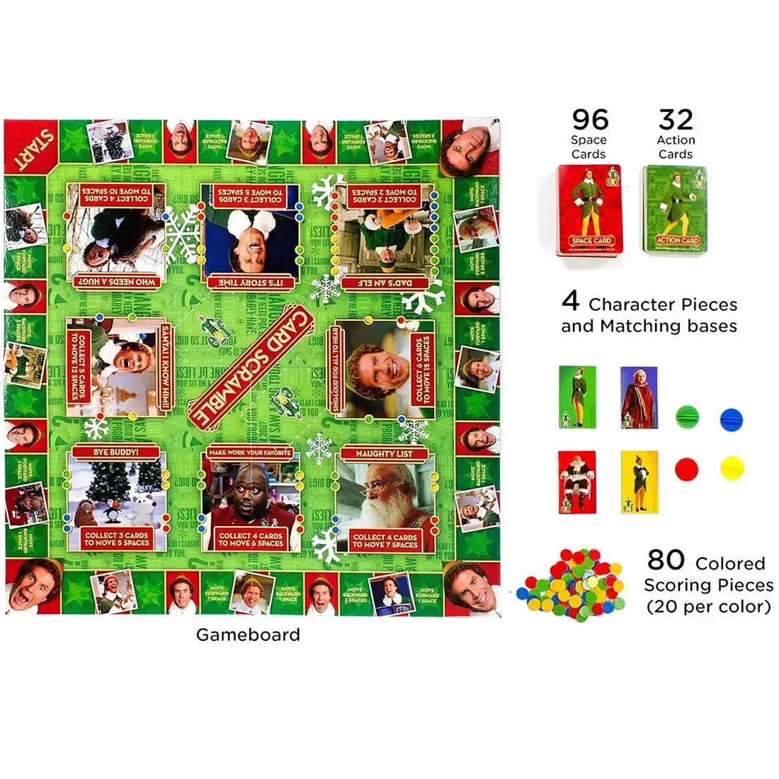 Elf Card Scramble - Party Movies Board Game for Adults, and Family (2-4 Players, Ages 12+) - Aquarius - Image 5