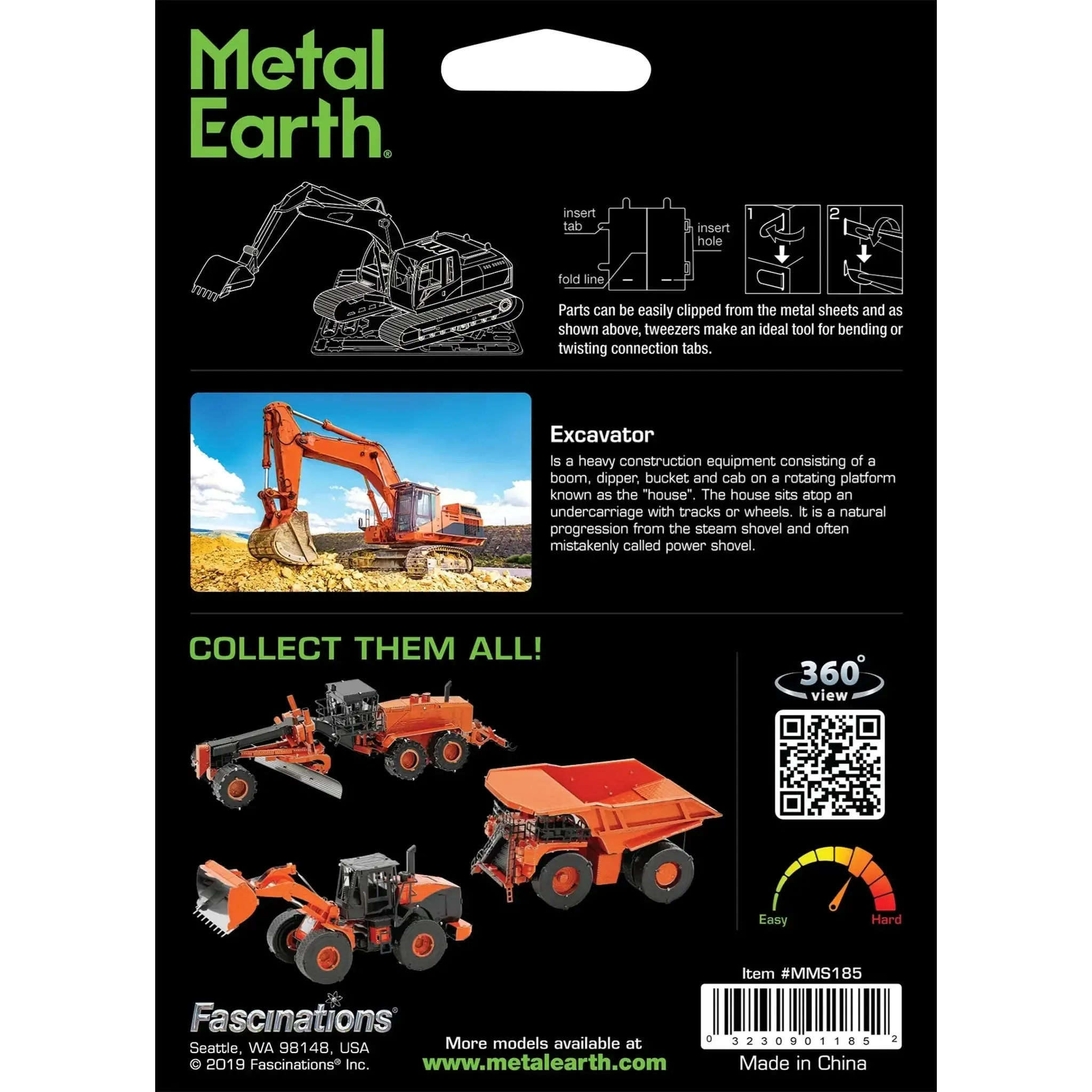 Excavator Construction Vehicle Figure Model Kit (Steel, Moderate Difficulty) - Fascinations - Metal Earth Series - (2022) - Image 3