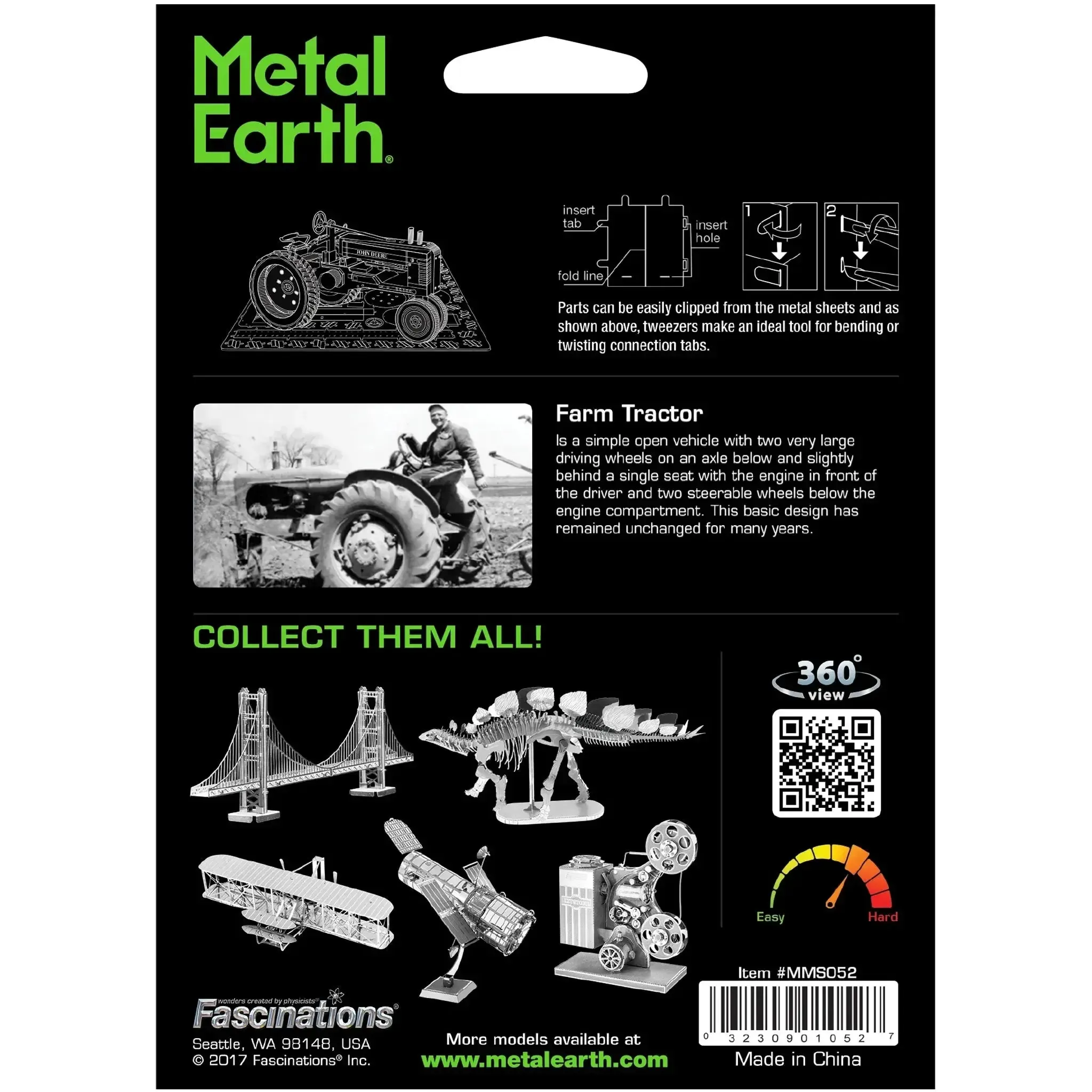 Farm Tractor Vehicle Figure Model Kit (Steel, Moderate Difficulty) - Fascinations - Metal Earth Series - (2022) - Image 3