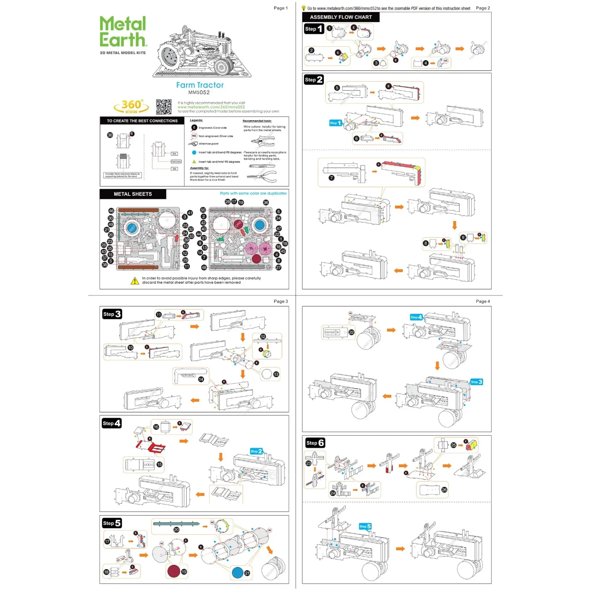 Farm Tractor Vehicle Figure Model Kit (Steel, Moderate Difficulty) - Fascinations - Metal Earth Series - (2022) - Image 9
