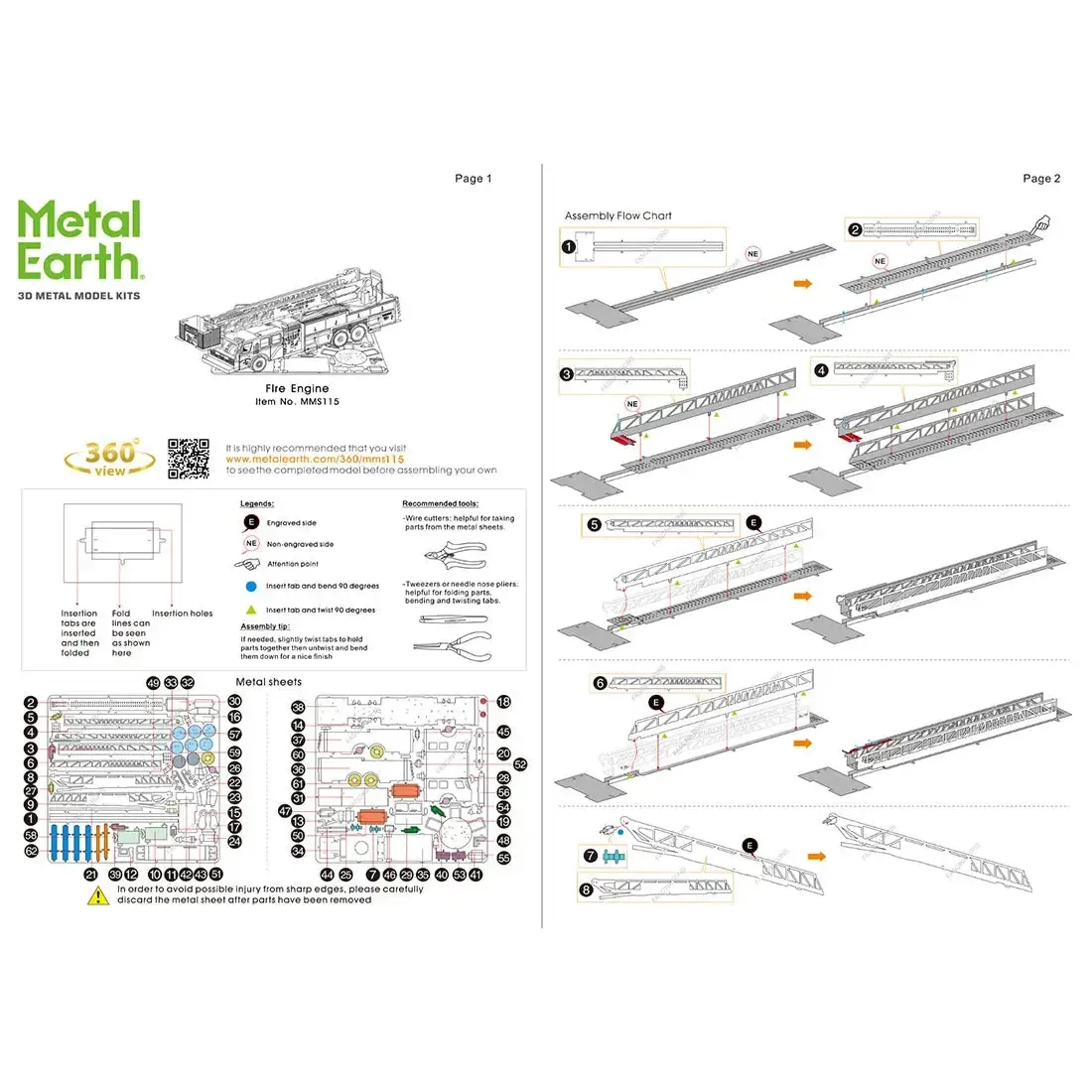 Fire Engine Truck Figure Model Kit (Steel, Moderate Difficulty) - Fascinations - Metal Earth Series - Image 9