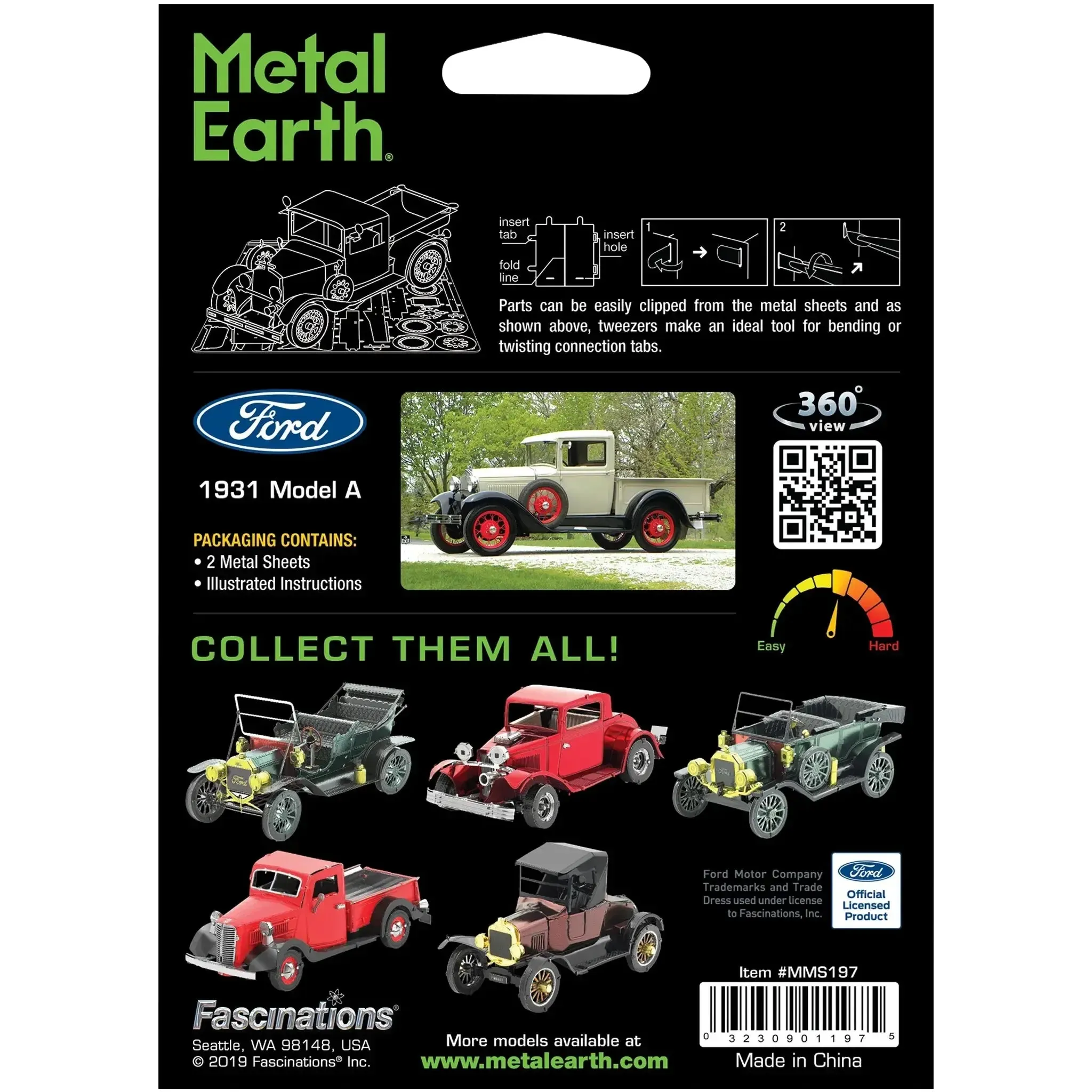 Ford - 1931 Model A Pickup Truck Figure Model Kit (1:40 Scale, Steel, Moderate Difficulty) - Fascinations - Metal Earth Series - (2022)1 - Image 3