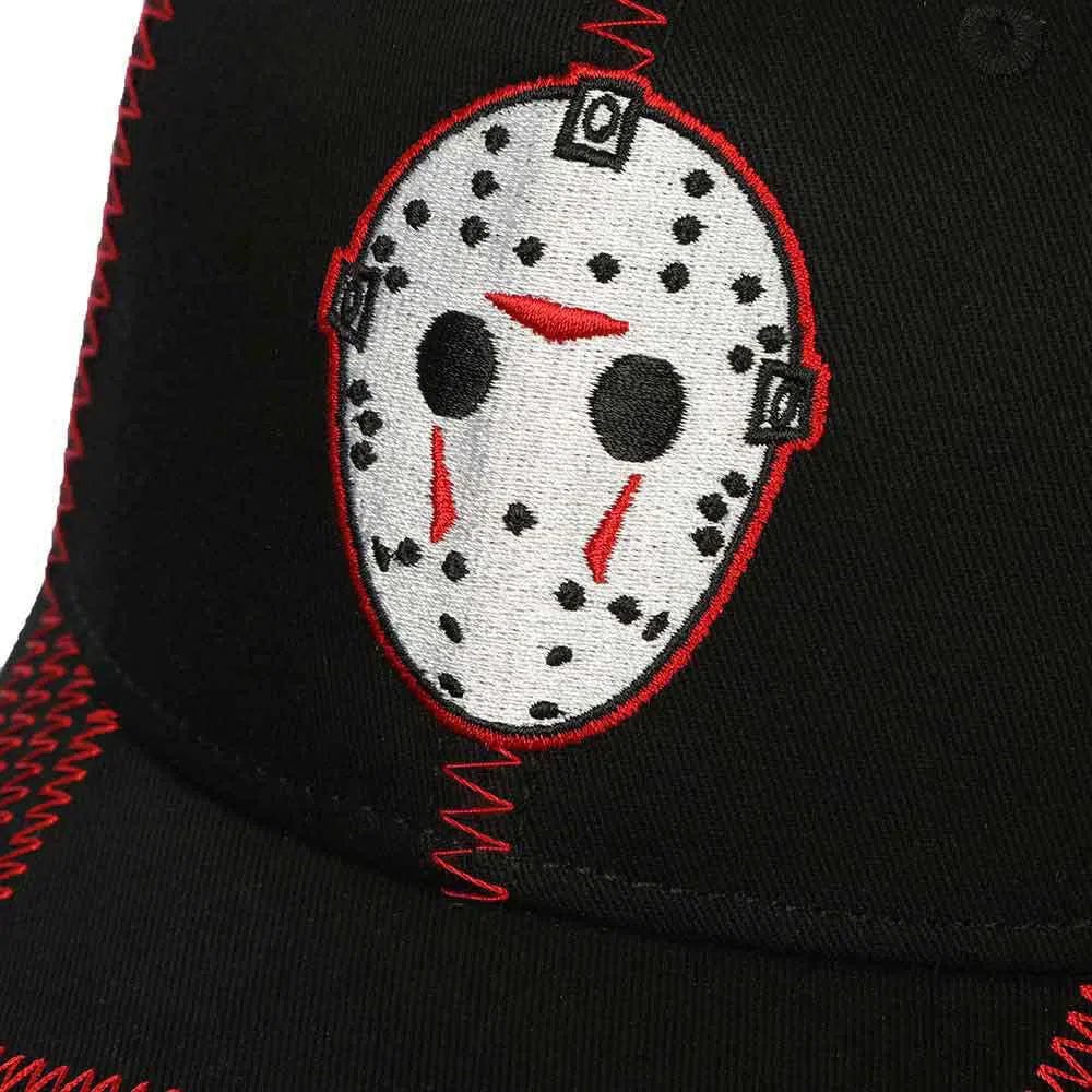Friday The 13th - Jason Mask Hat (Black & Red, Contrast Stitch, Embroidered) - Bioworld - Image 4