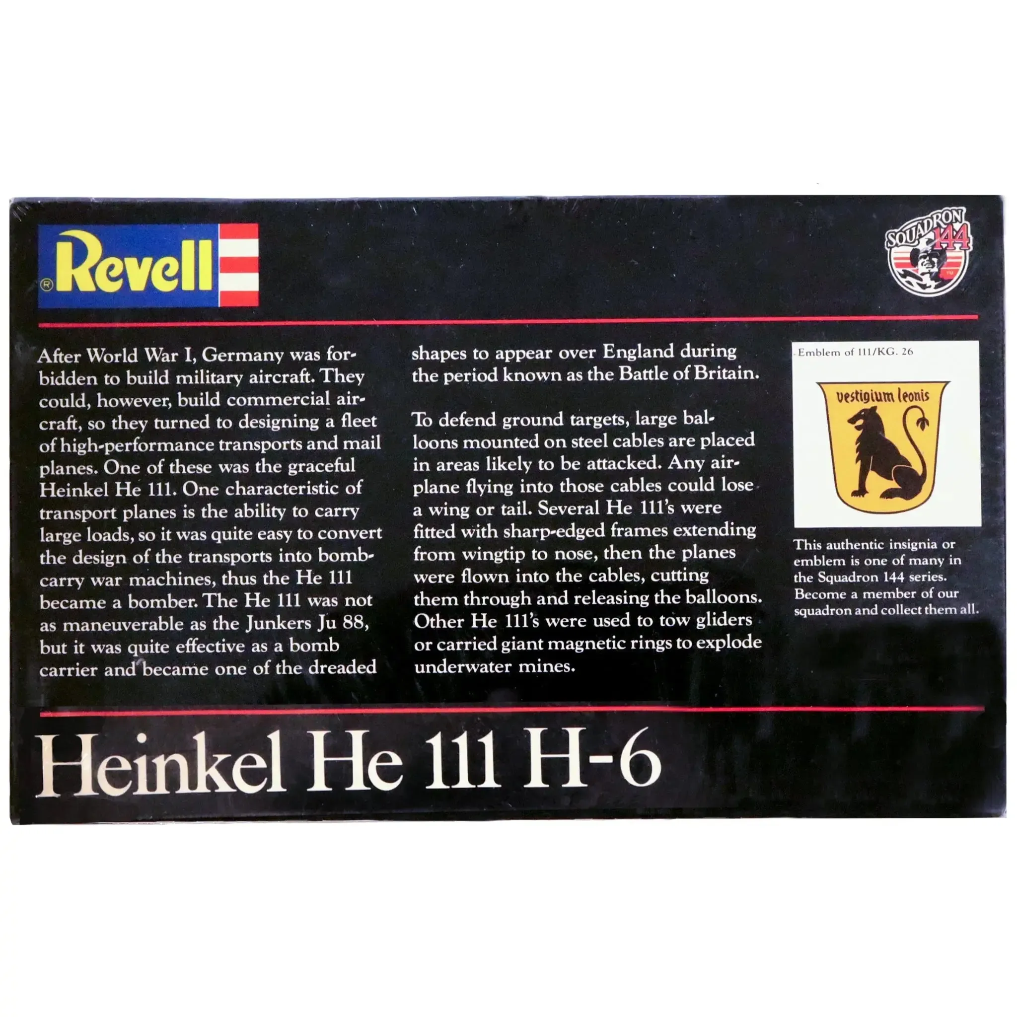 German Luftwaffe [World War II] - Heinkel He 111 H-6 Military Plane Figure (1:144 Scale, Plastic) - Revell - Squadron 144 Series - Image 3