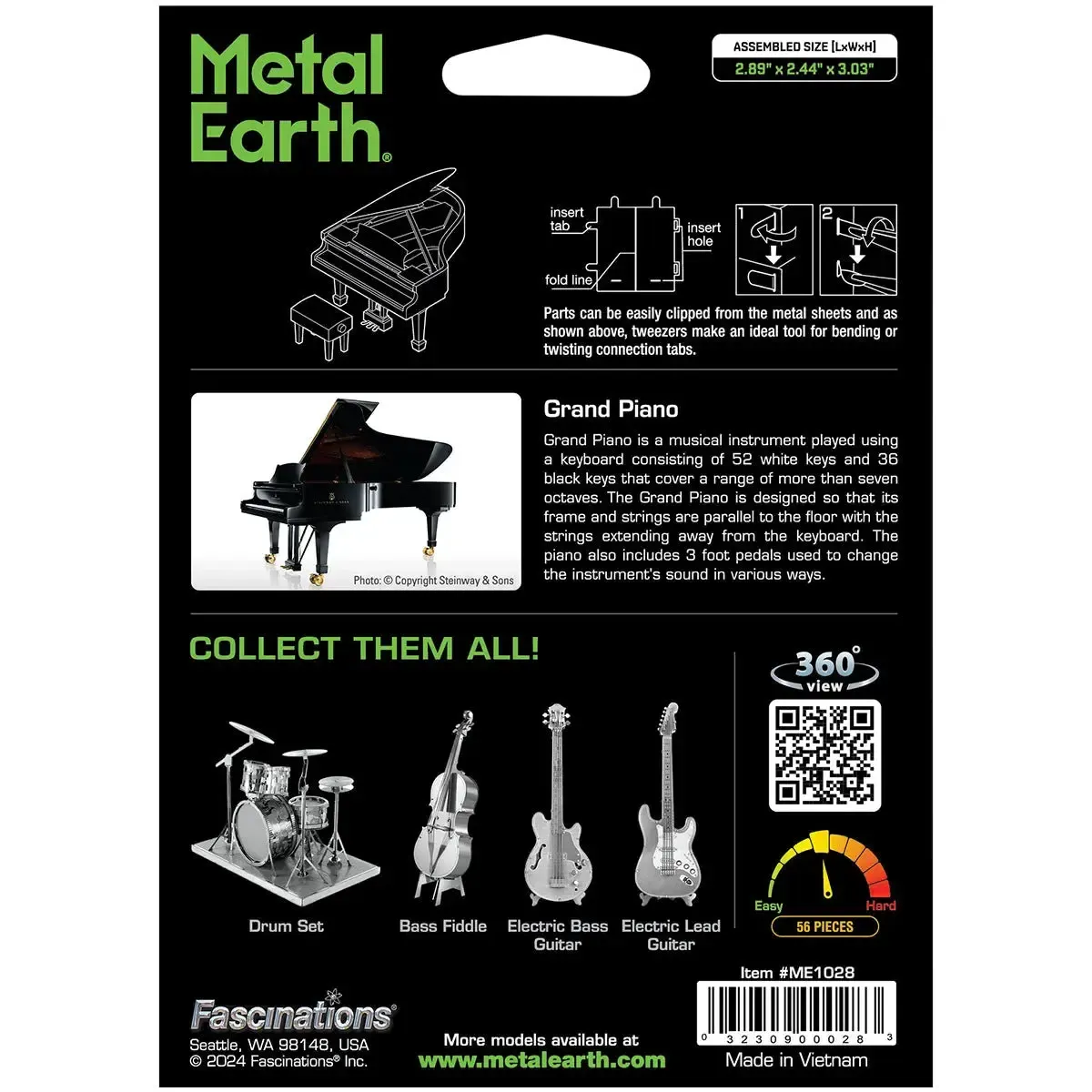 Grand Piano Figure Model Kit (Steel, Moderate Difficulty) - Fascinations - Metal Earth Series - Image 3