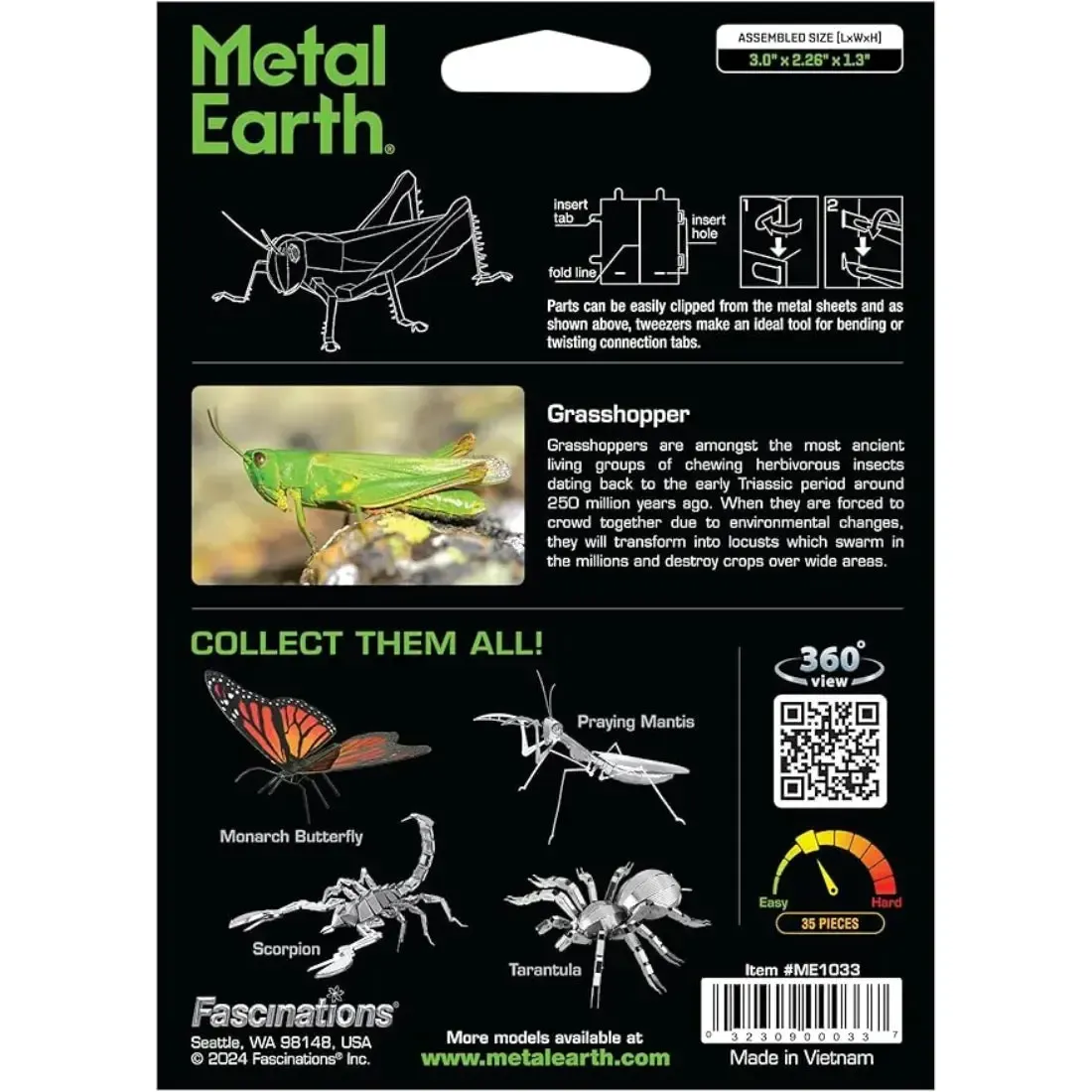 Grasshoppers Figure Model Kit (Steel, Moderate Difficulty) - Fascinations - Metal Earth Series - Image 3
